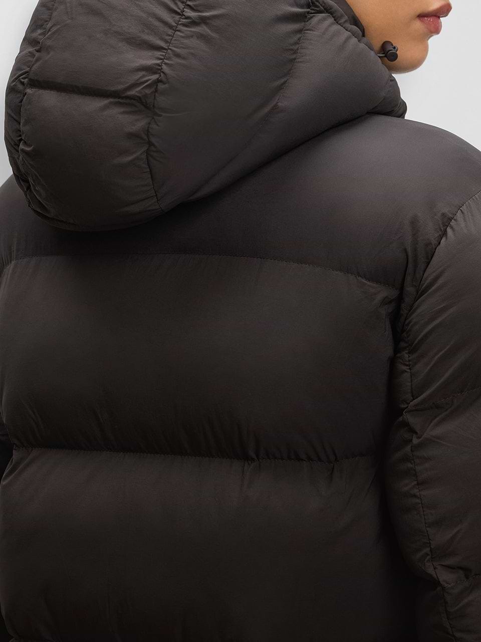 Womens Mid Length Puffer Jacket in Brown