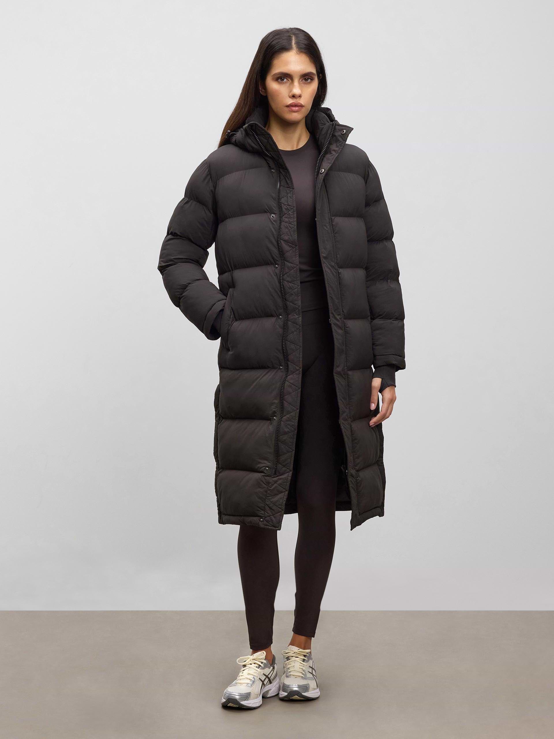 Womens Mid Length Puffer Jacket in Brown