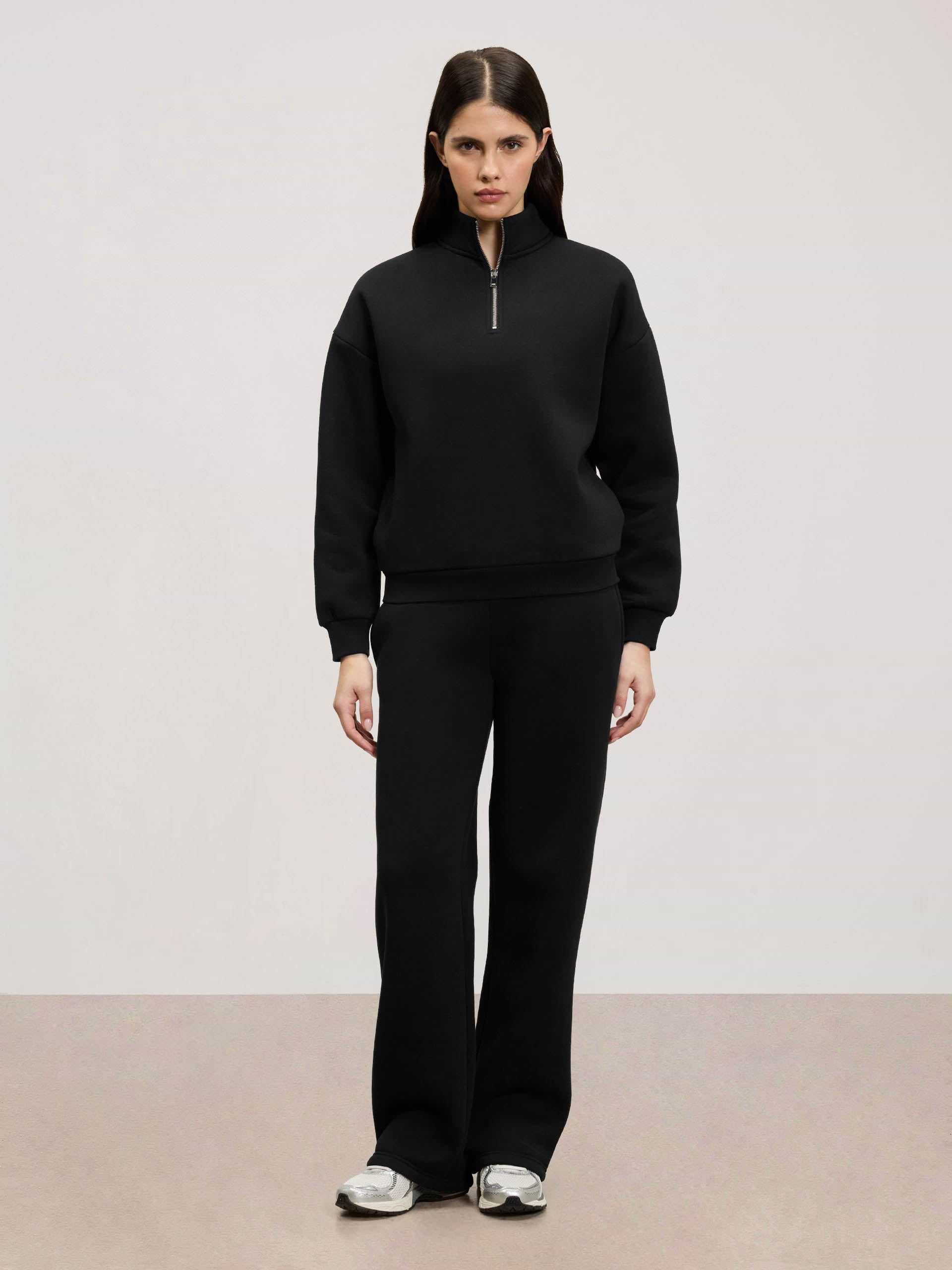 Womens Neoprene Half Zip in Black
