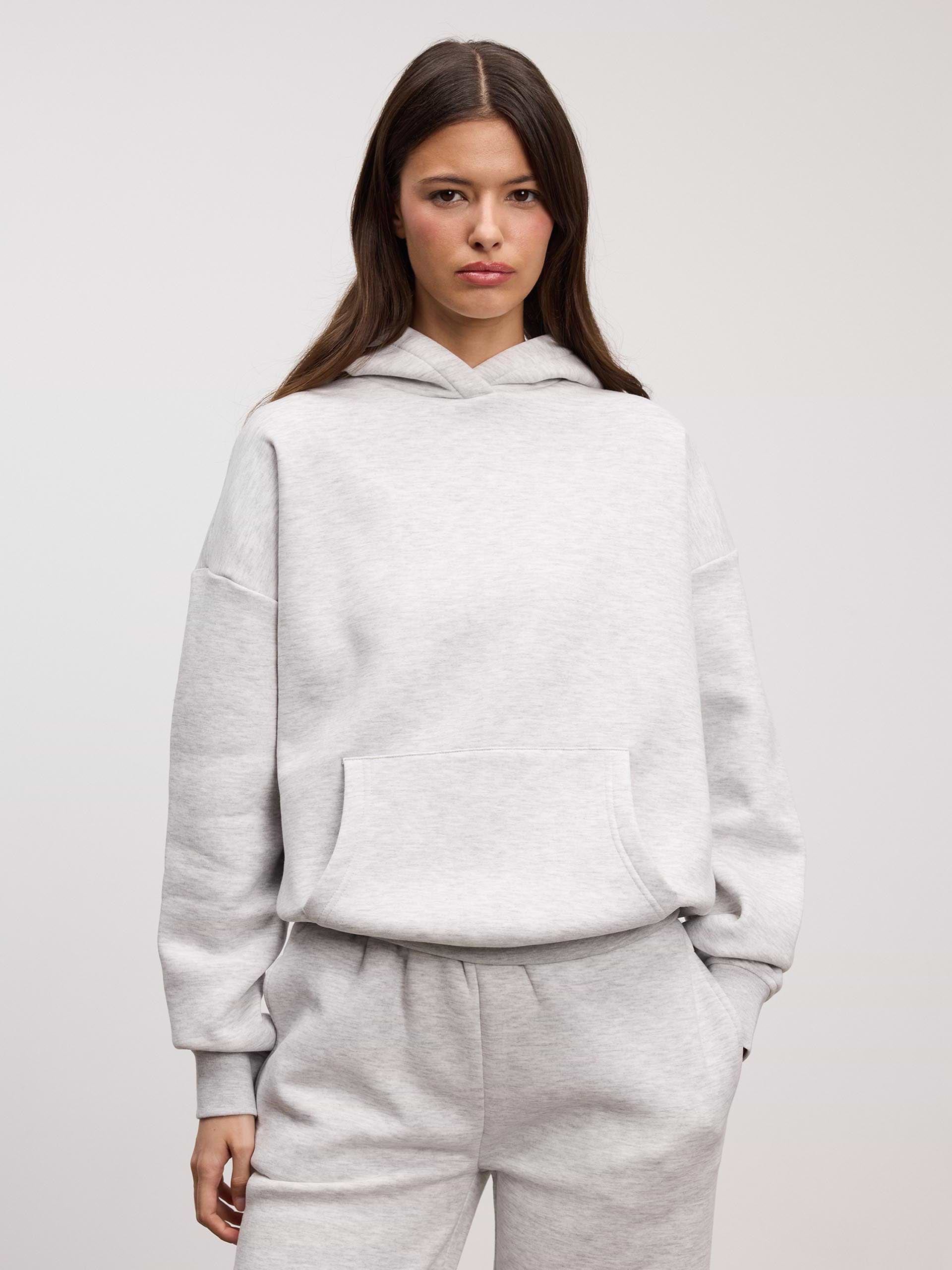 Womens Neoprene Hoodie in Marl Grey