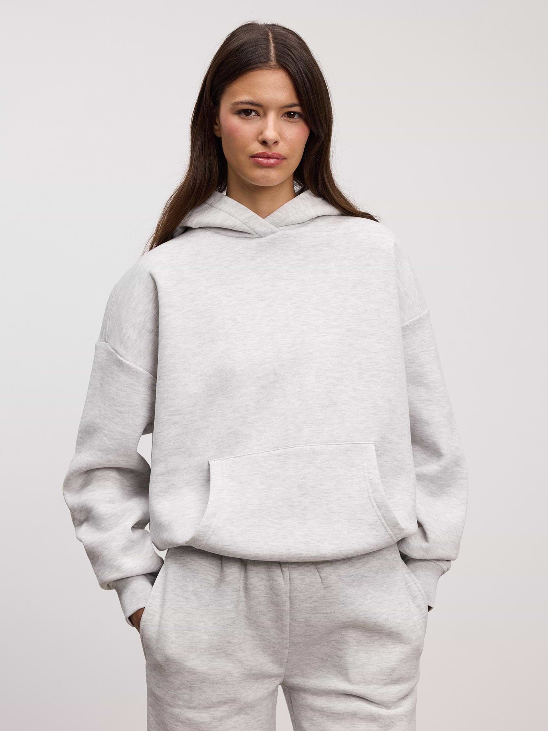 Womens Neoprene Hoodie in Marl Grey