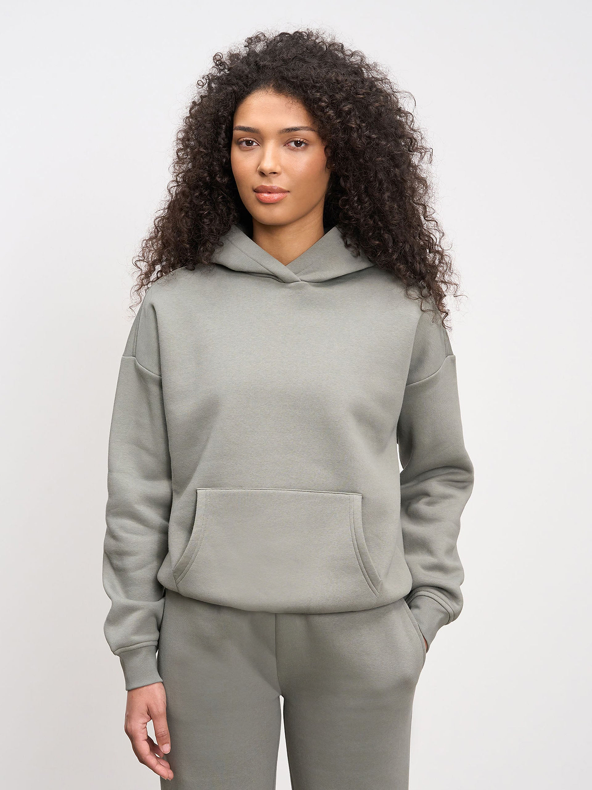 Womens Neoprene Relaxed Hoodie in Sage | ARNE UK
