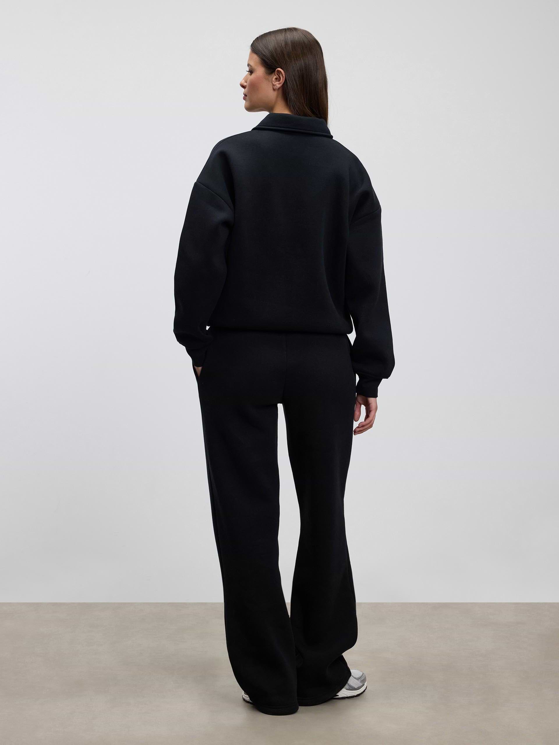 Womens Neoprene Long Sleeve Polo Shirt in Black