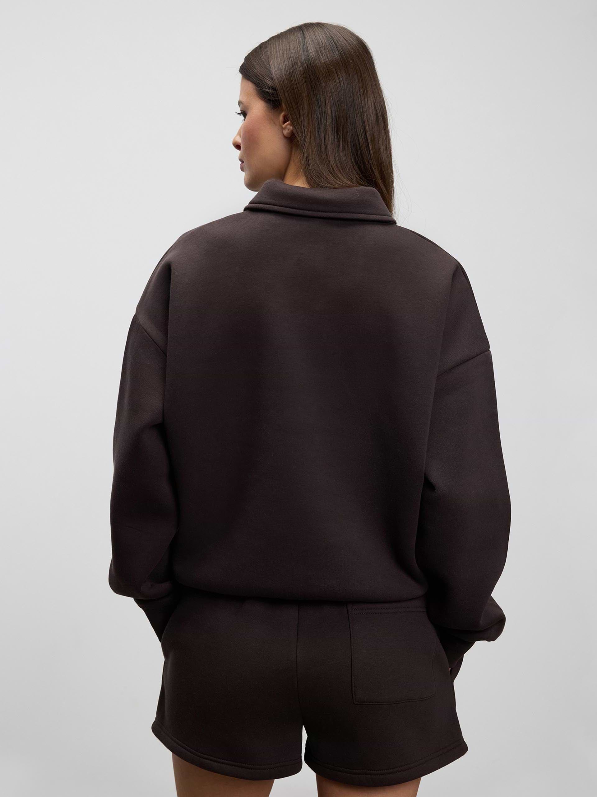 Womens Neoprene Long Sleeve Polo Shirt in Brown