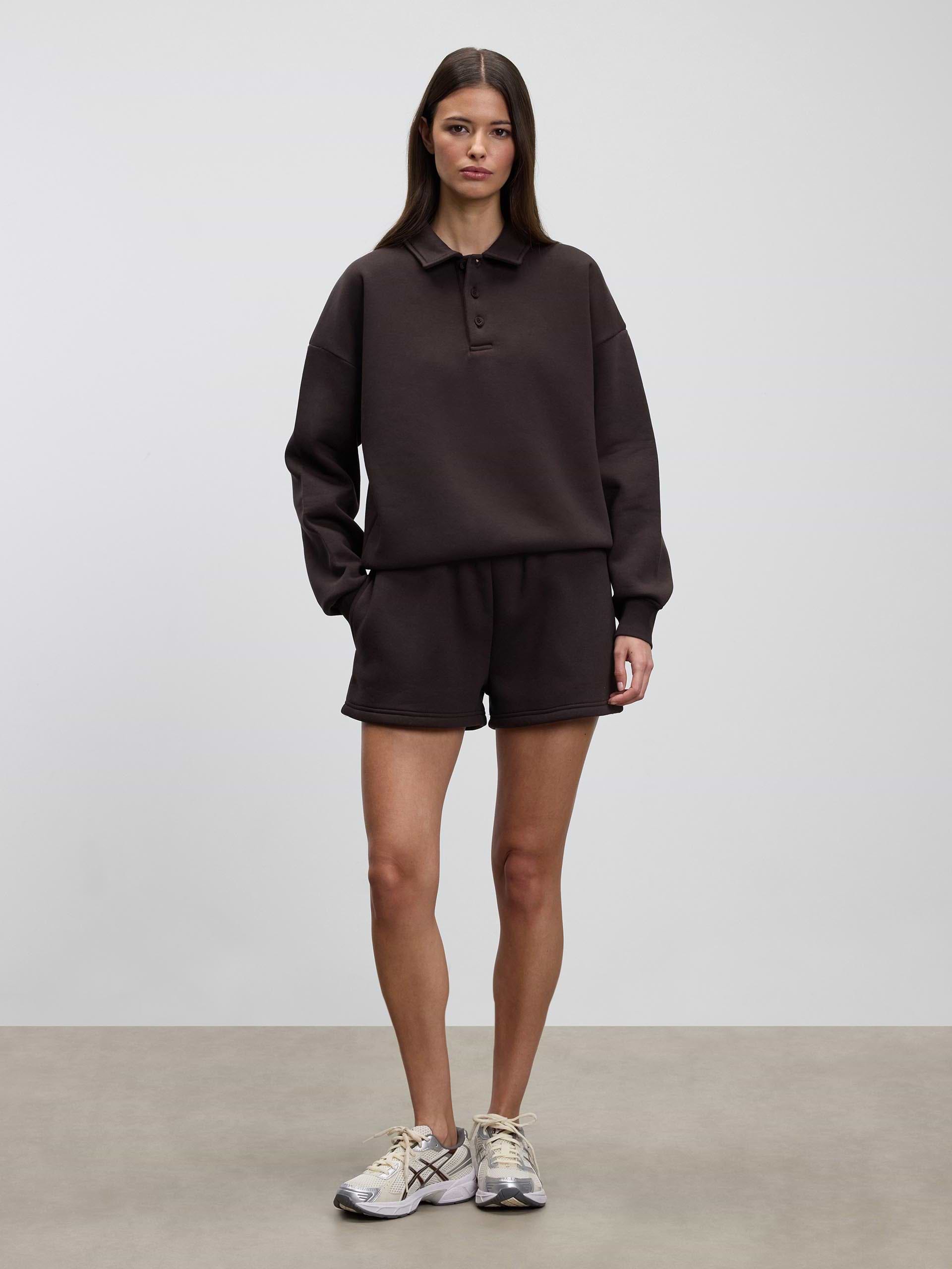 Womens Neoprene Long Sleeve Polo Shirt in Brown