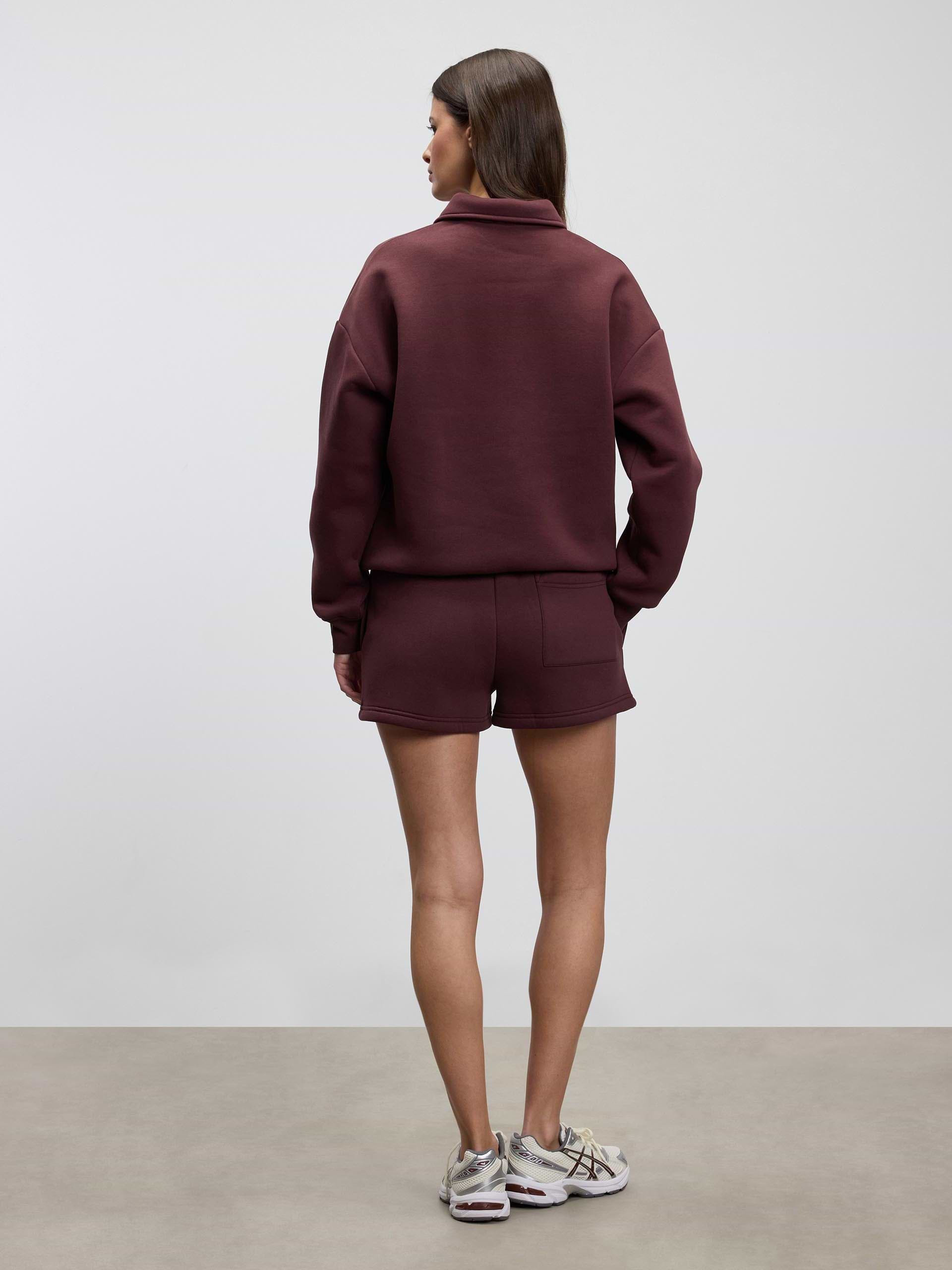Womens Neoprene Long Sleeve Polo Shirt in Burgundy