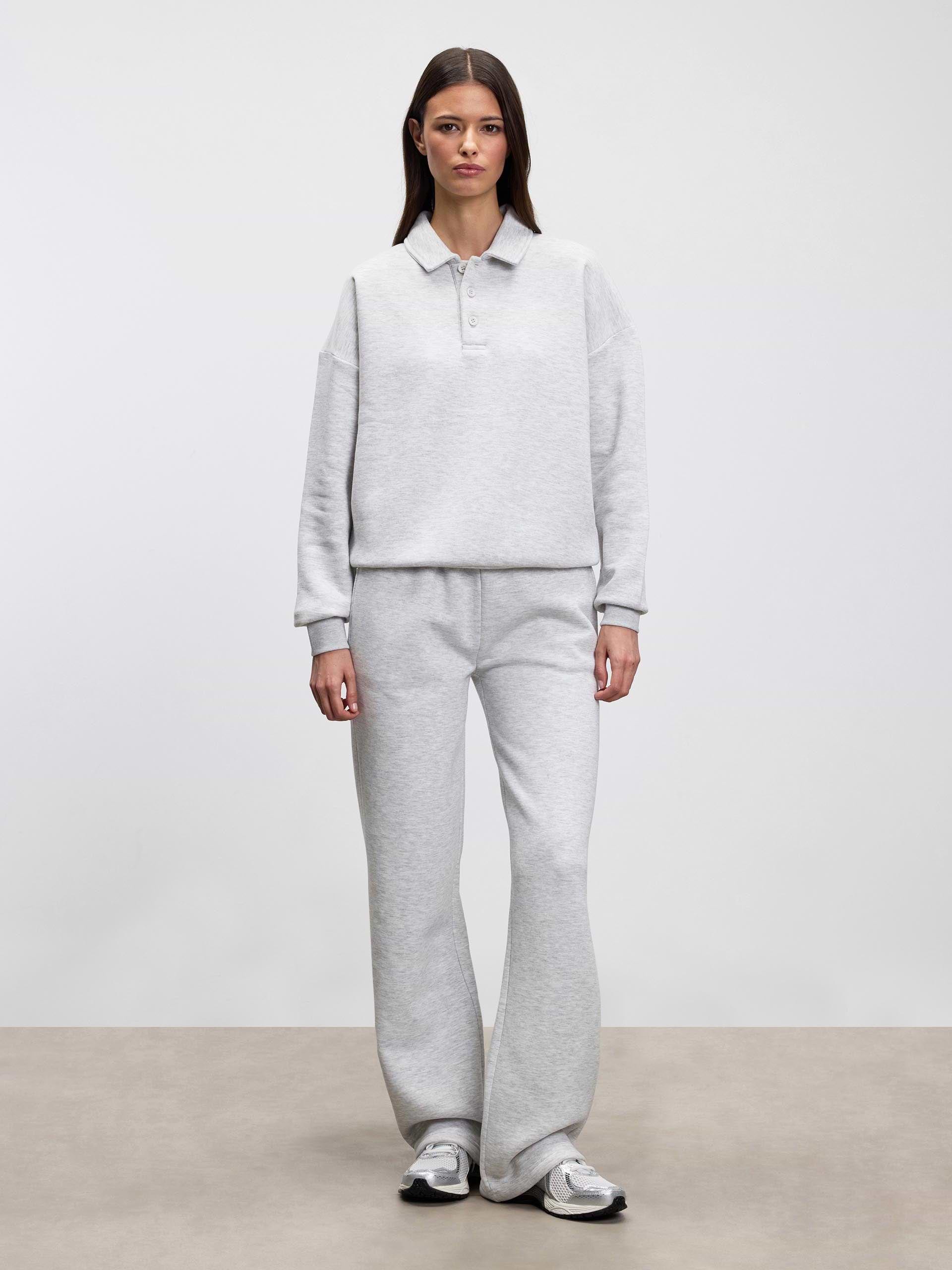 Womens Neoprene Long Sleeve Polo Shirt in Marl Grey