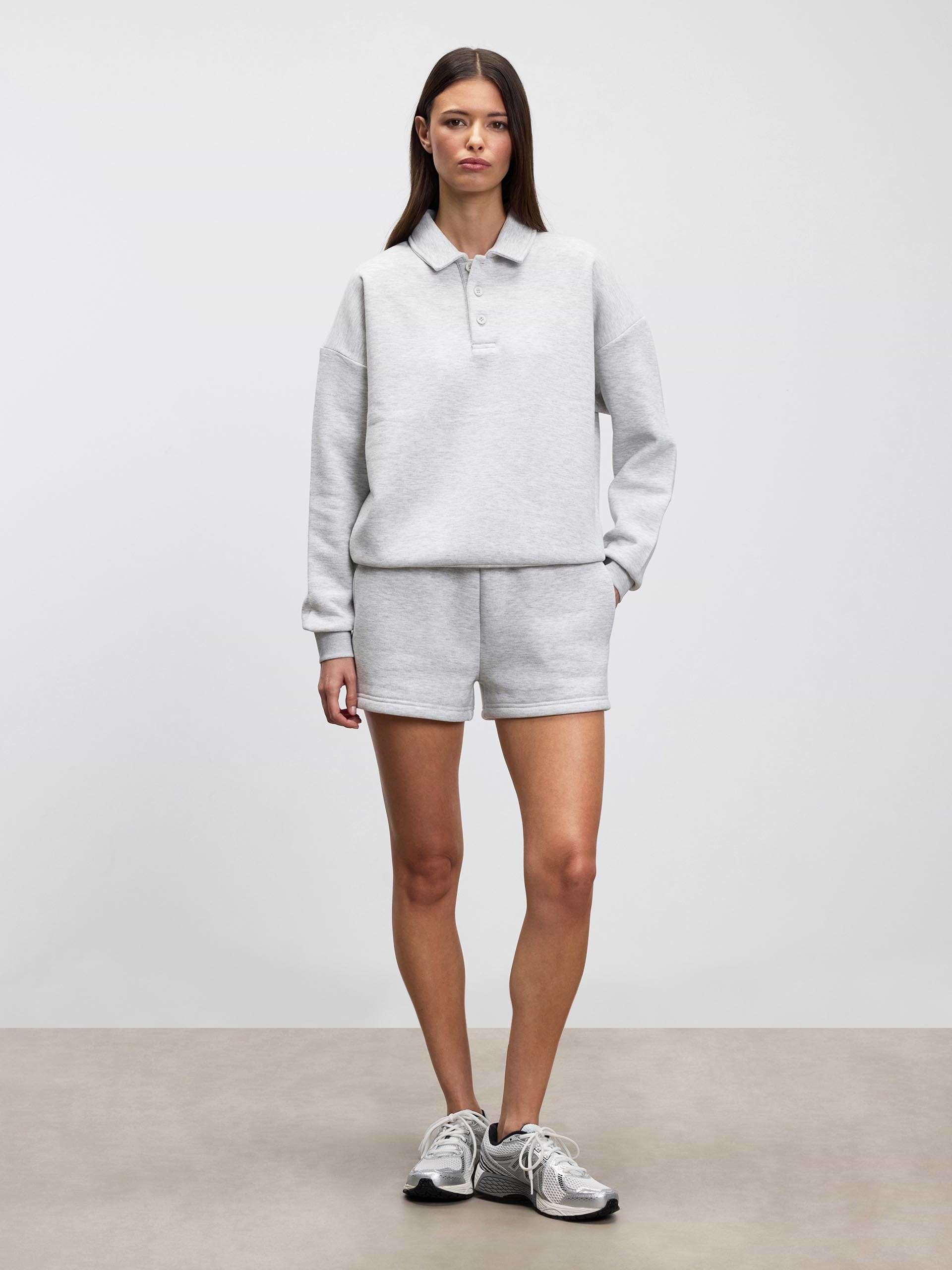 Womens Neoprene Long Sleeve Polo Shirt in Marl Grey