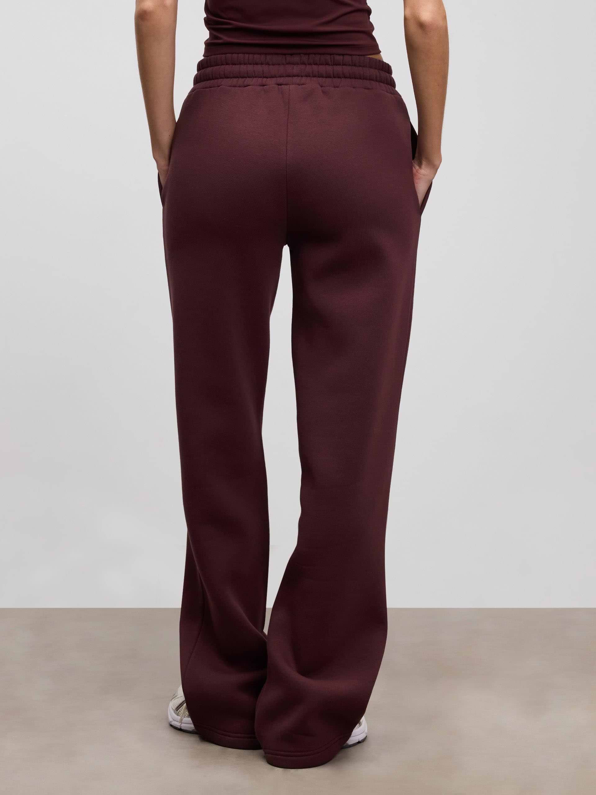 Womens Neoprene Straight Leg Jogger in Burgundy