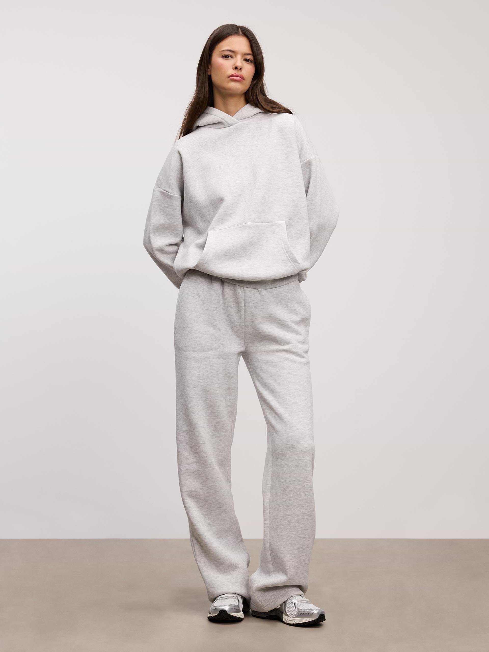 Womens Neoprene Straight Leg Jogger in Marl Grey