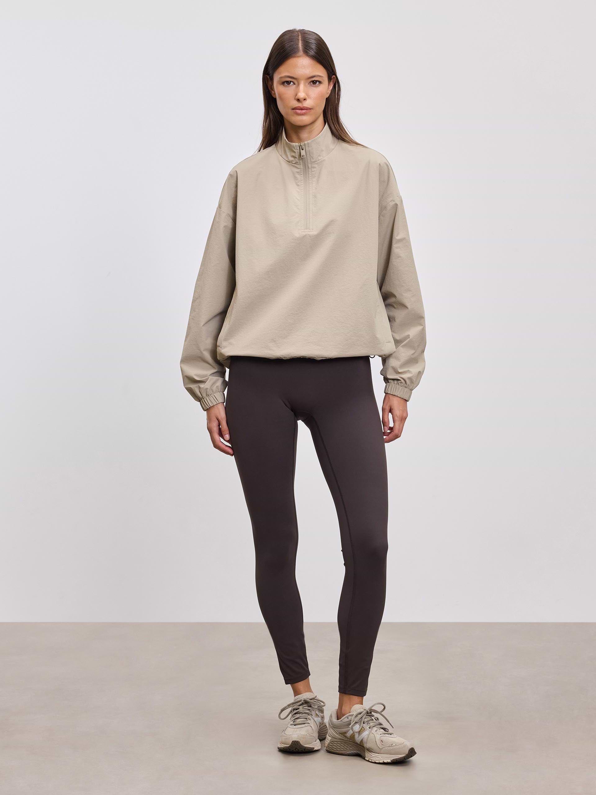 Womens Nylon 1/4 Zip in Stone