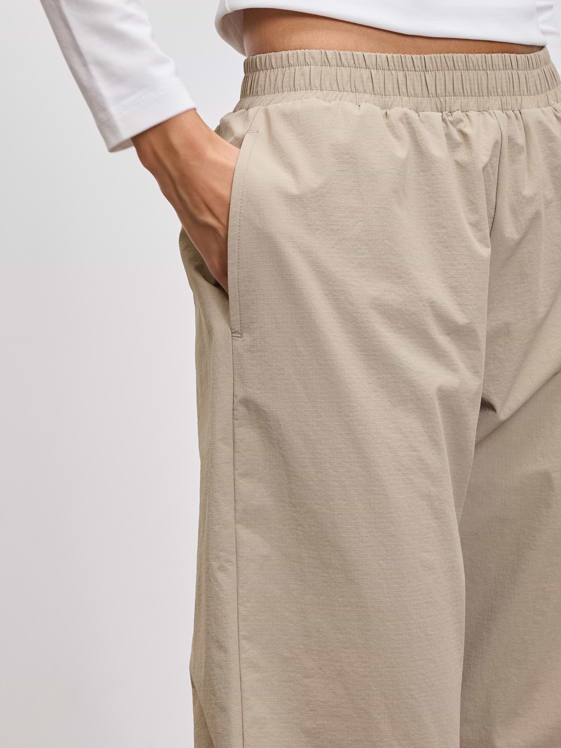 Womens Nylon Trouser in Stone