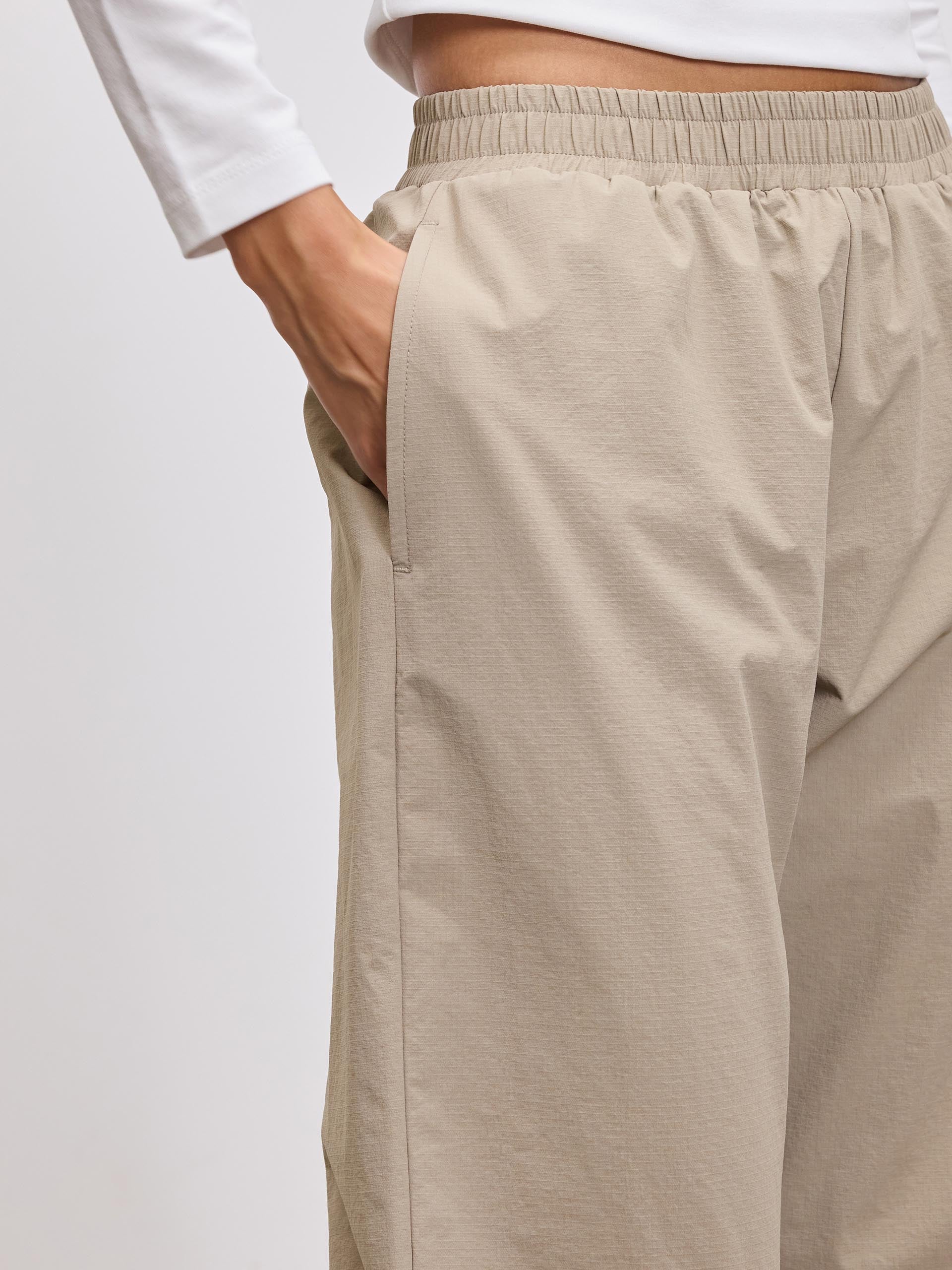 Womens Nylon Trouser in Stone