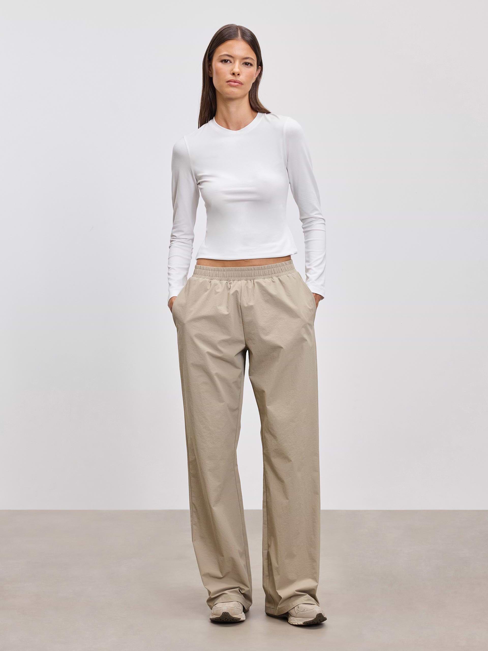 Womens Nylon Trouser in Stone