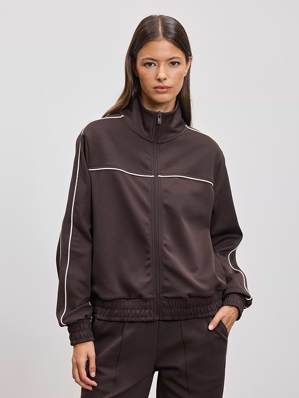 Womens Piping Track Jacket in Brown