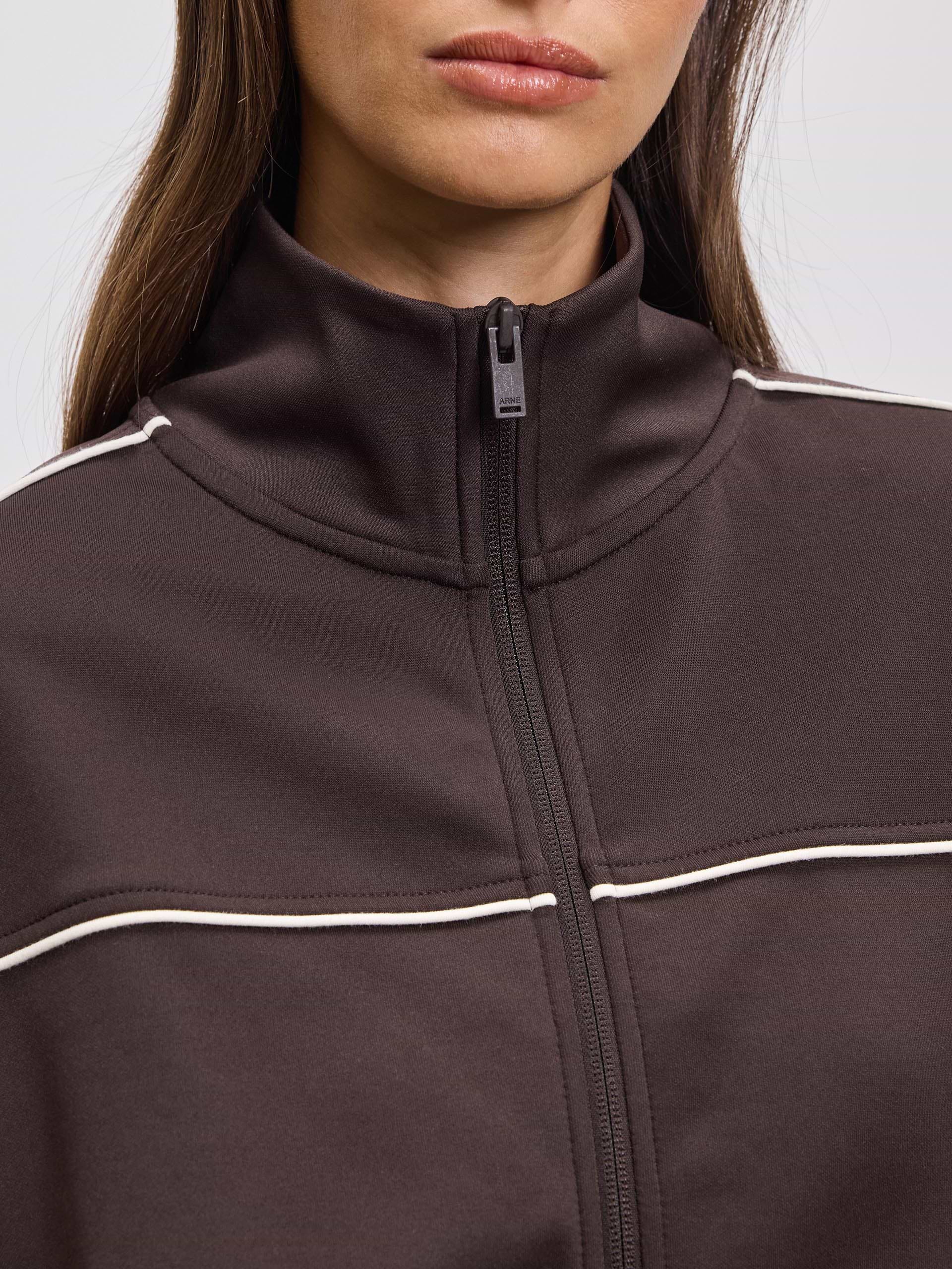 Womens Piping Track Jacket in Brown
