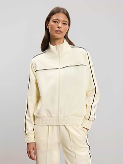 Womens Piping Track Jacket in Ecru