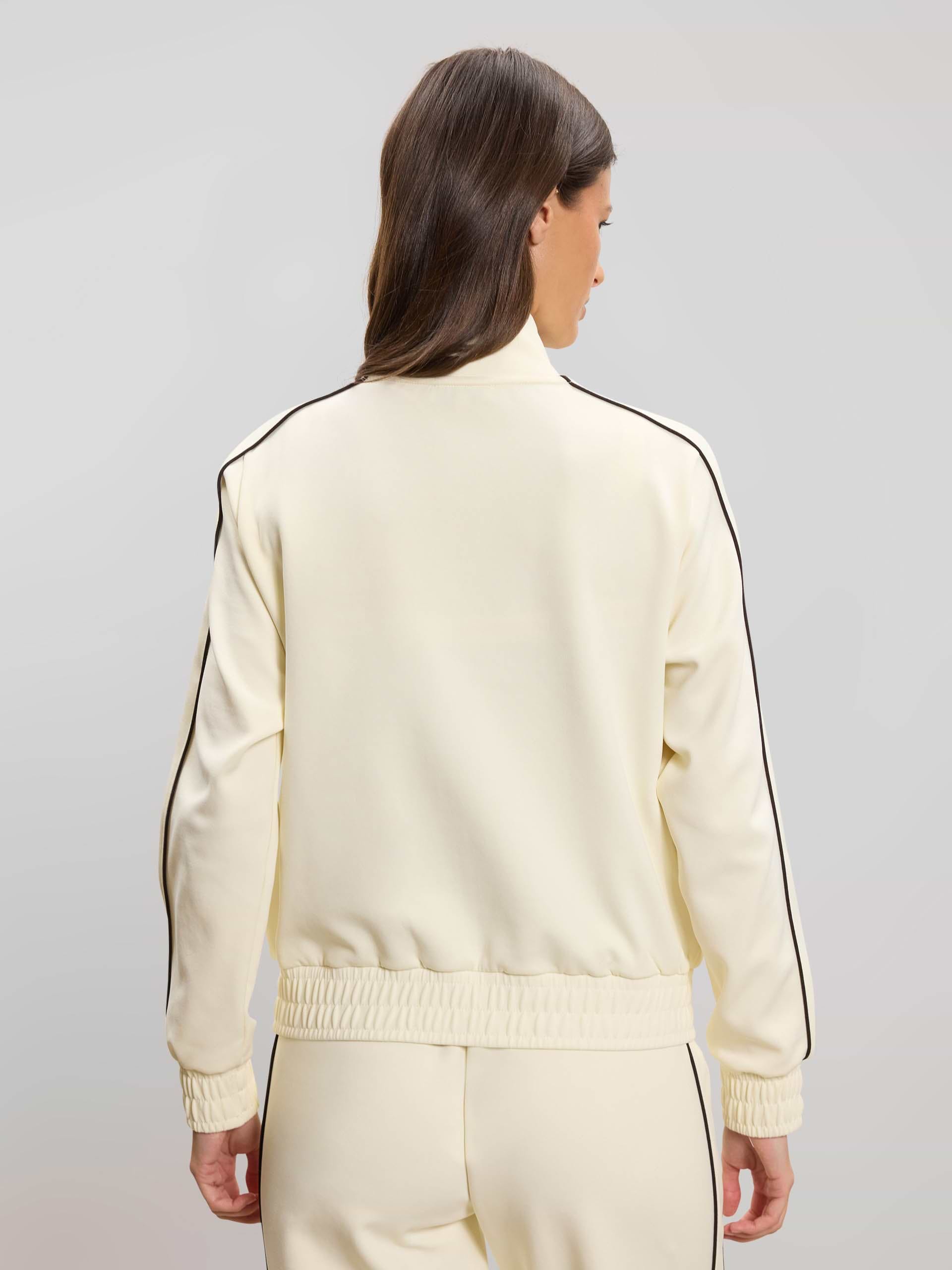 Womens Piping Track Jacket in Ecru