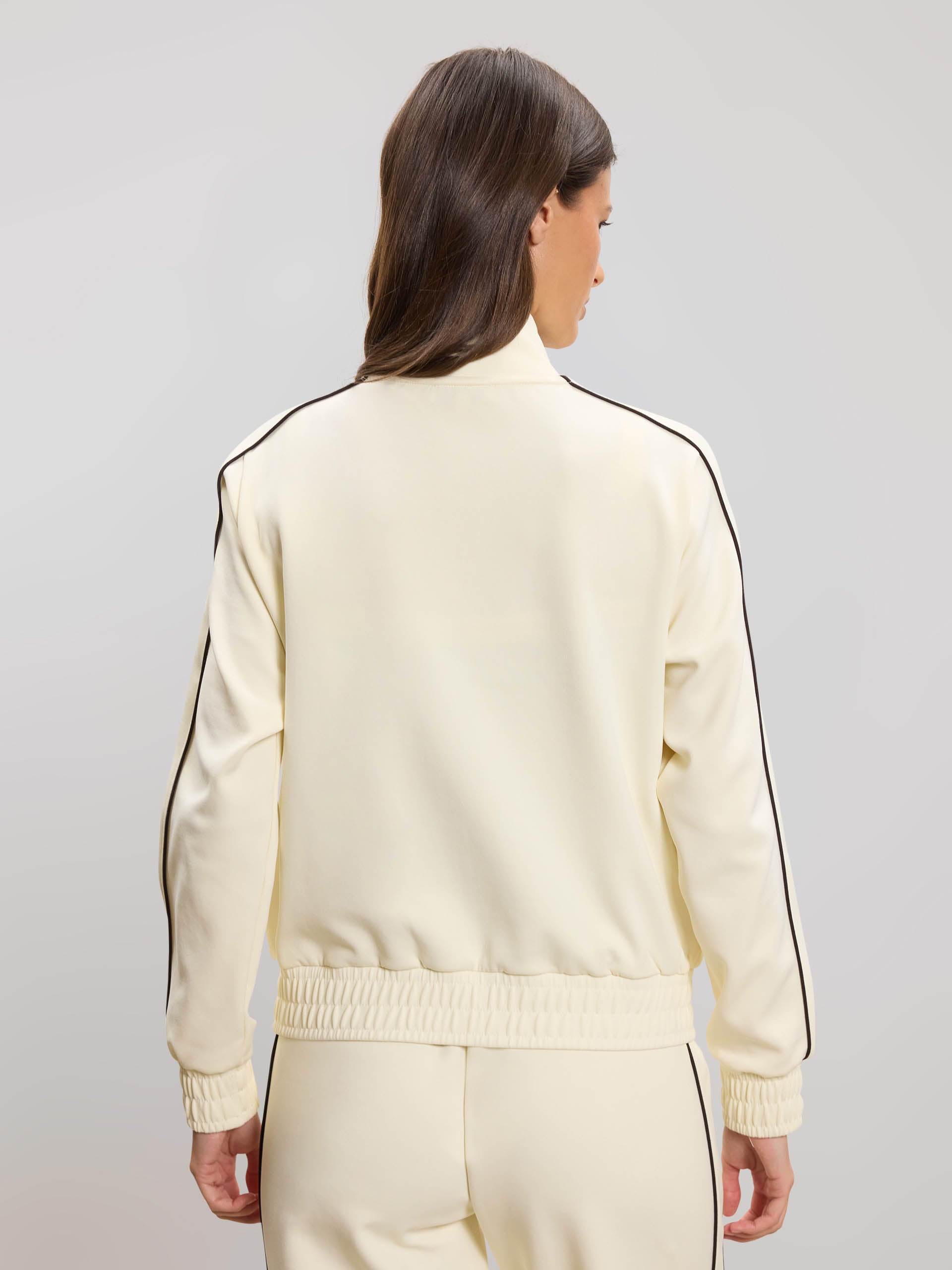 Womens Piping Track Jacket in Ecru