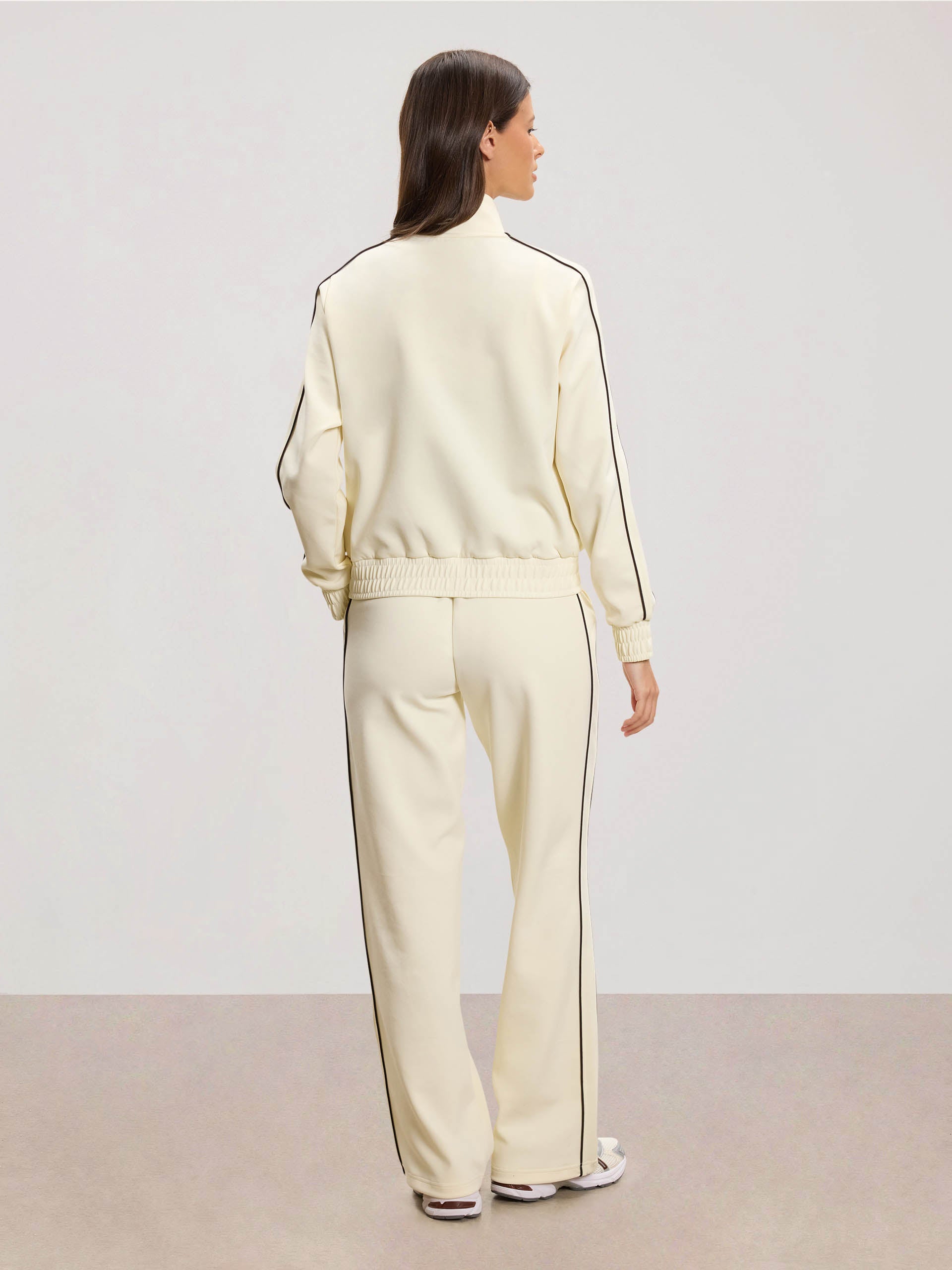 Womens Piping Track Pant in Ecru