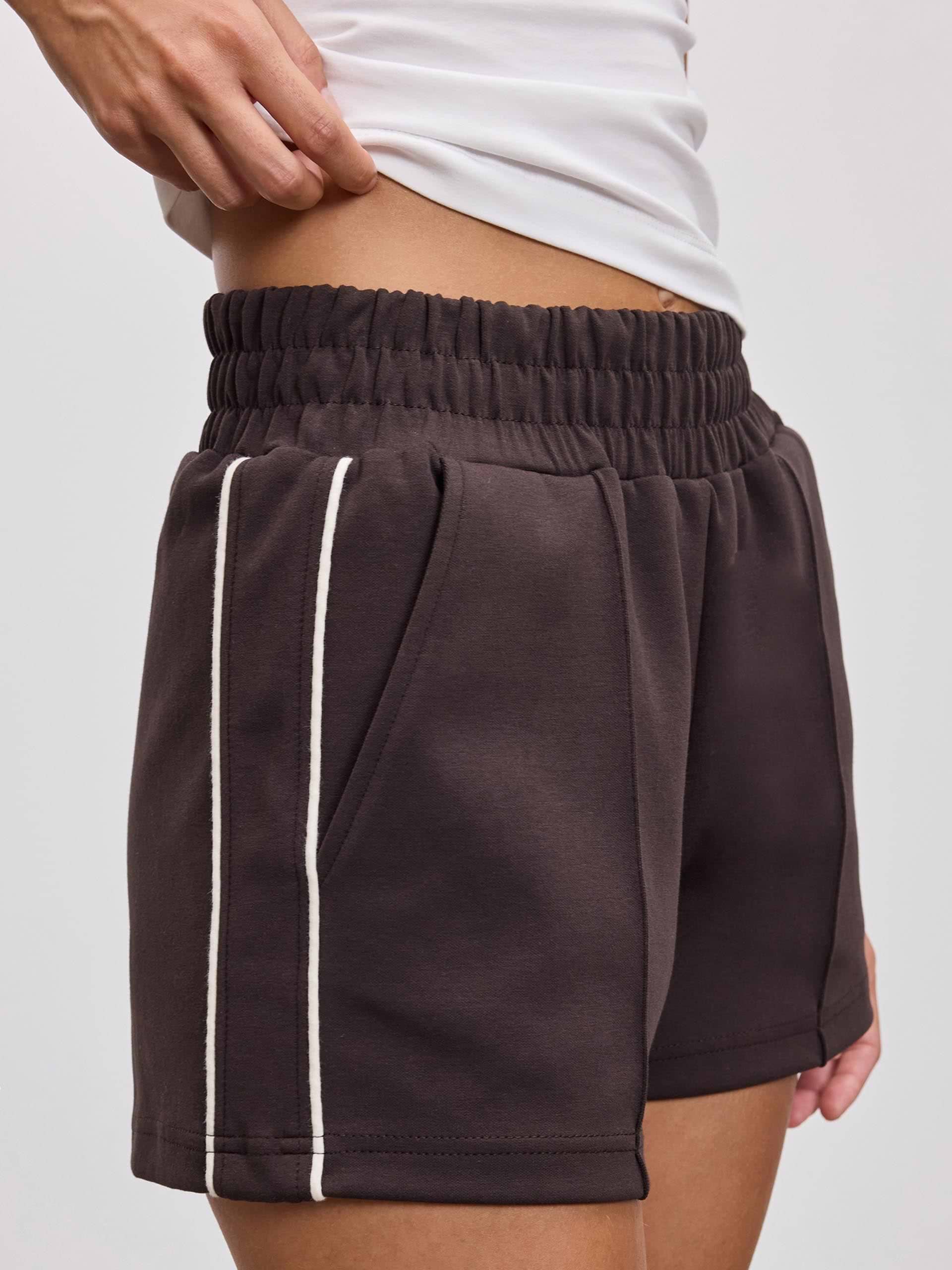 Womens Piping Track Short in Brown