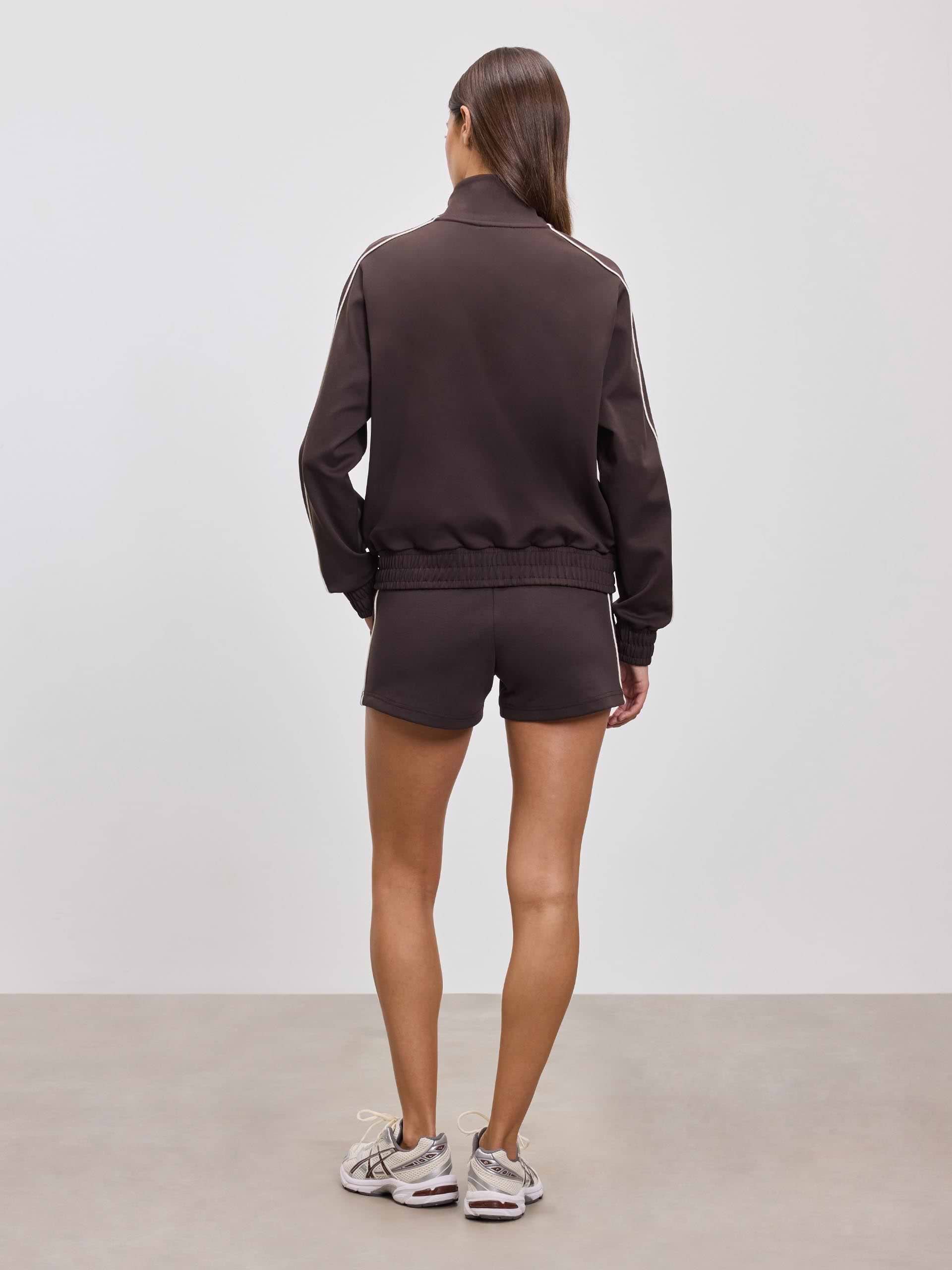 Womens Piping Track Short in Brown