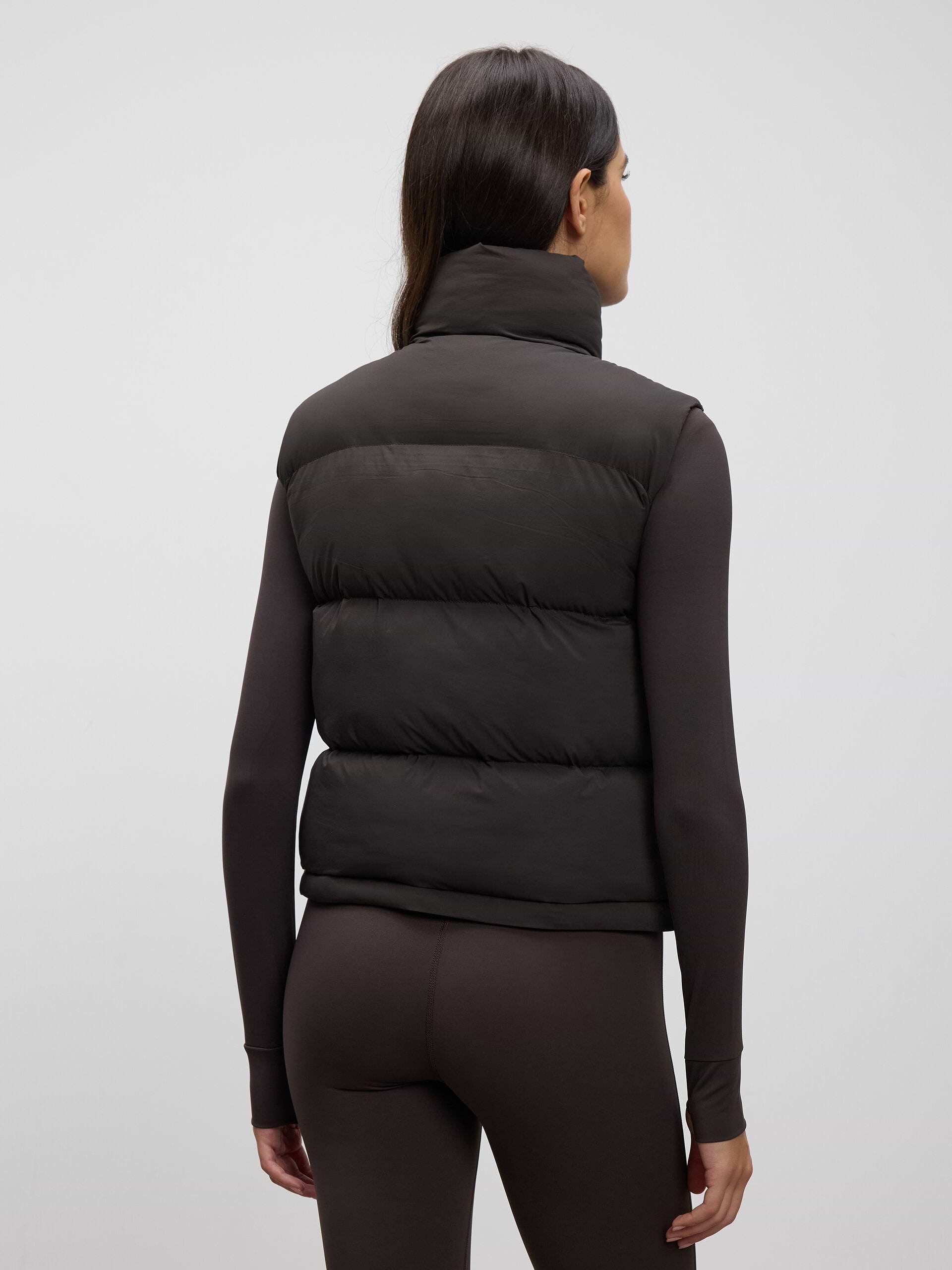 Womens Puffer Gilet in Brown