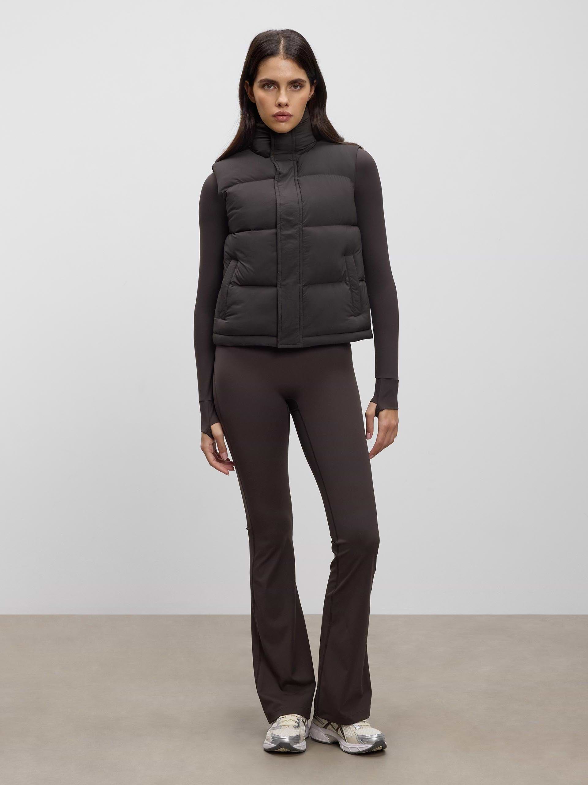 Womens Puffer Gilet in Brown