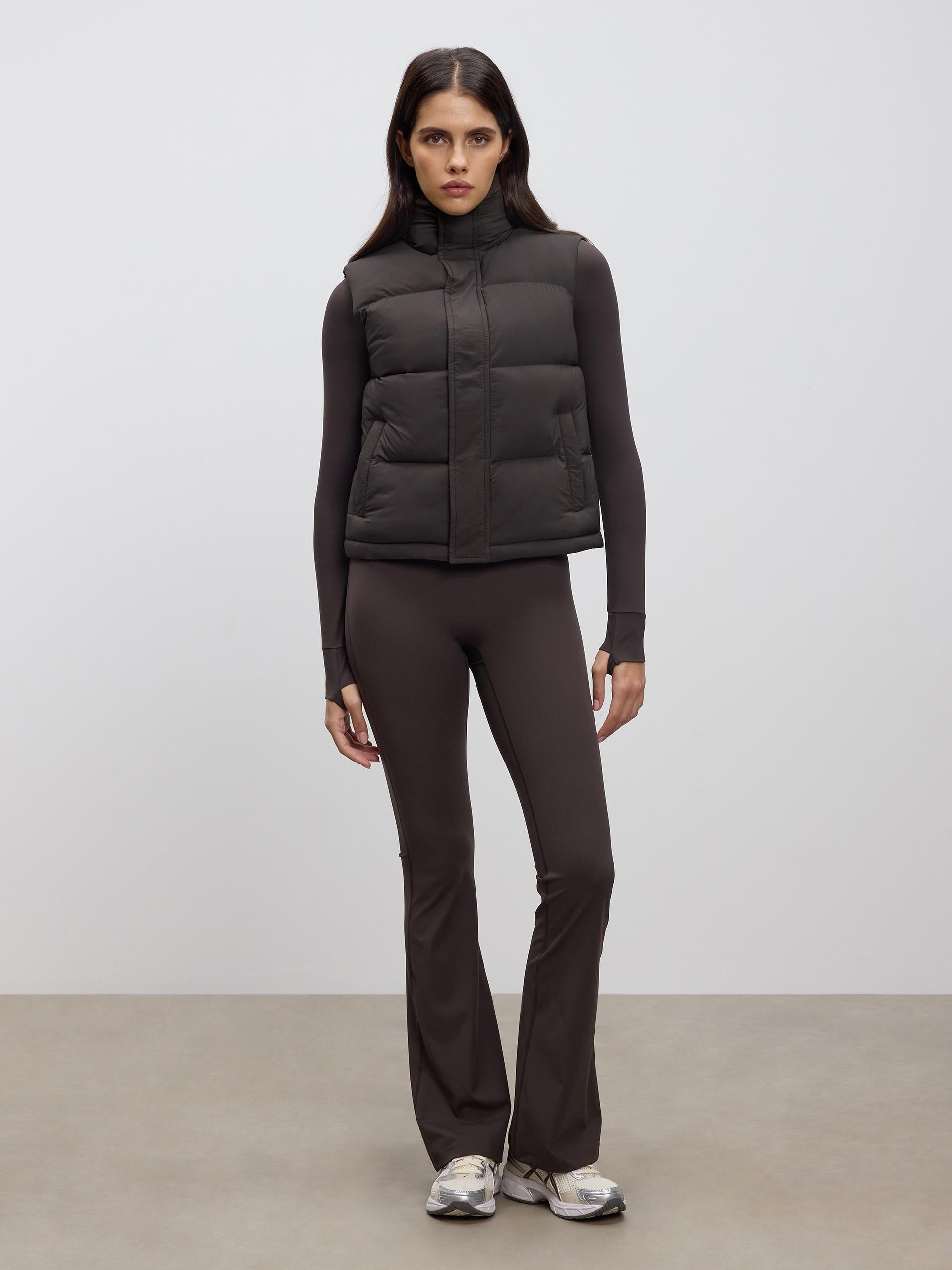Womens Puffer Gilet in Brown