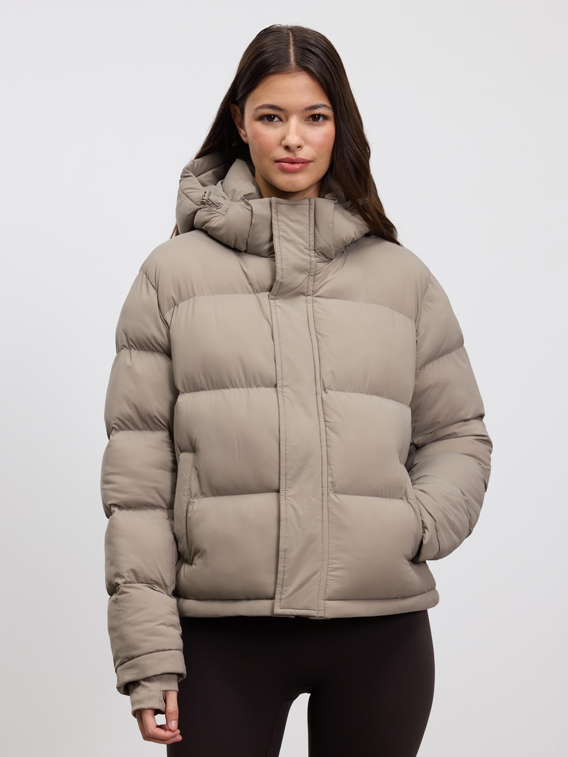 Womens Puffer Jacket in Stone