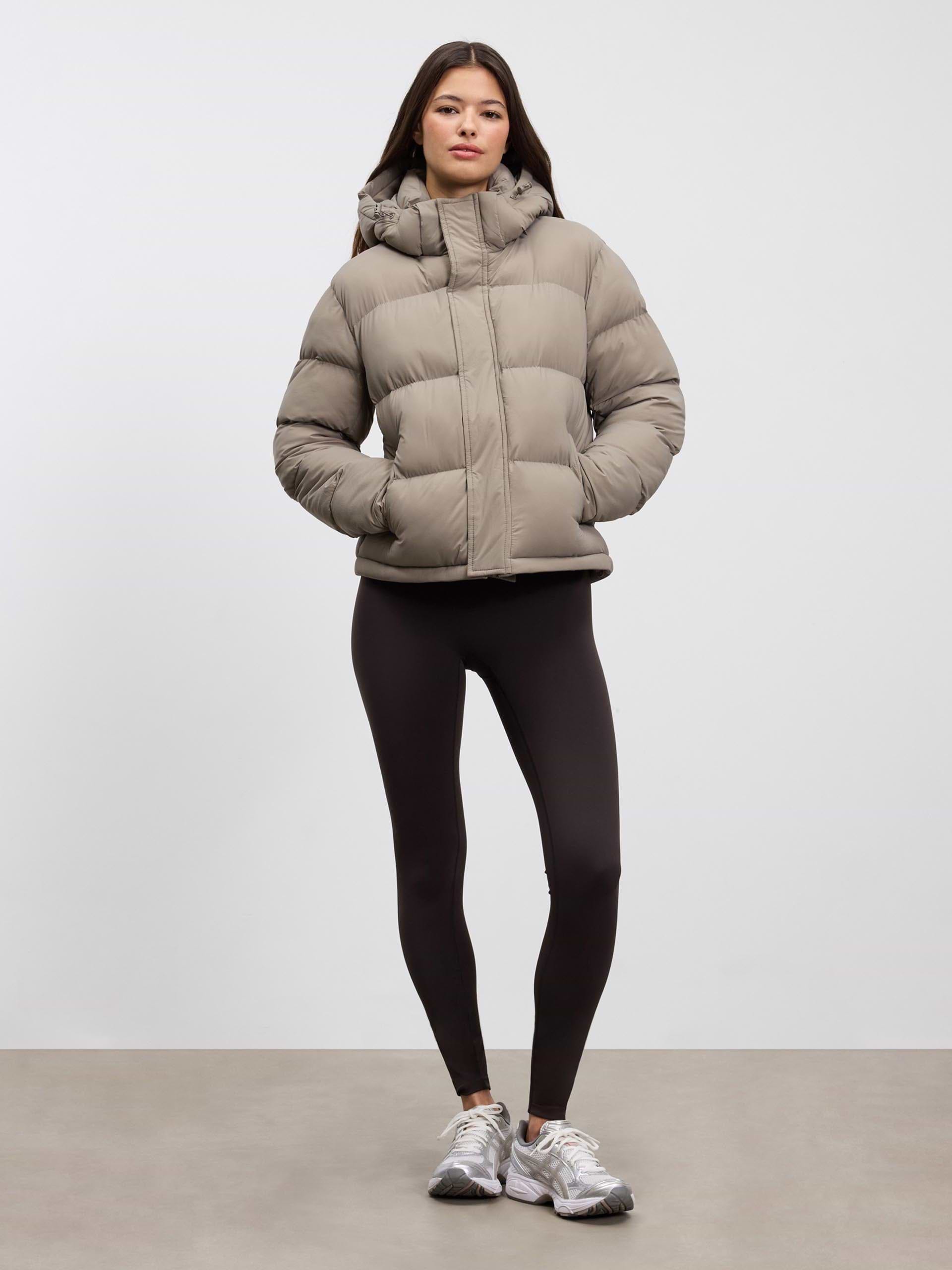 Womens Puffer Jacket in Stone