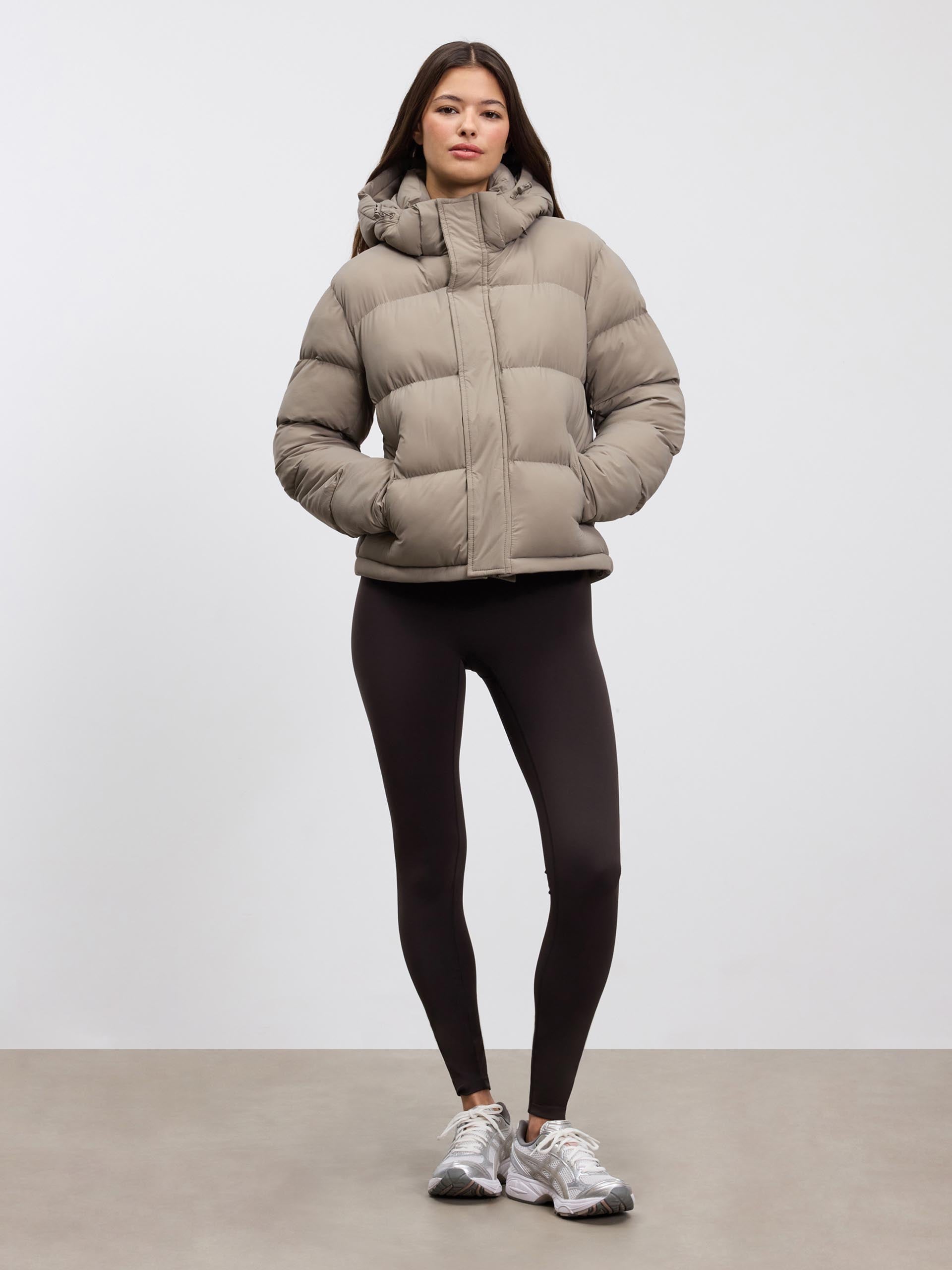 Womens Puffer Jacket in Stone