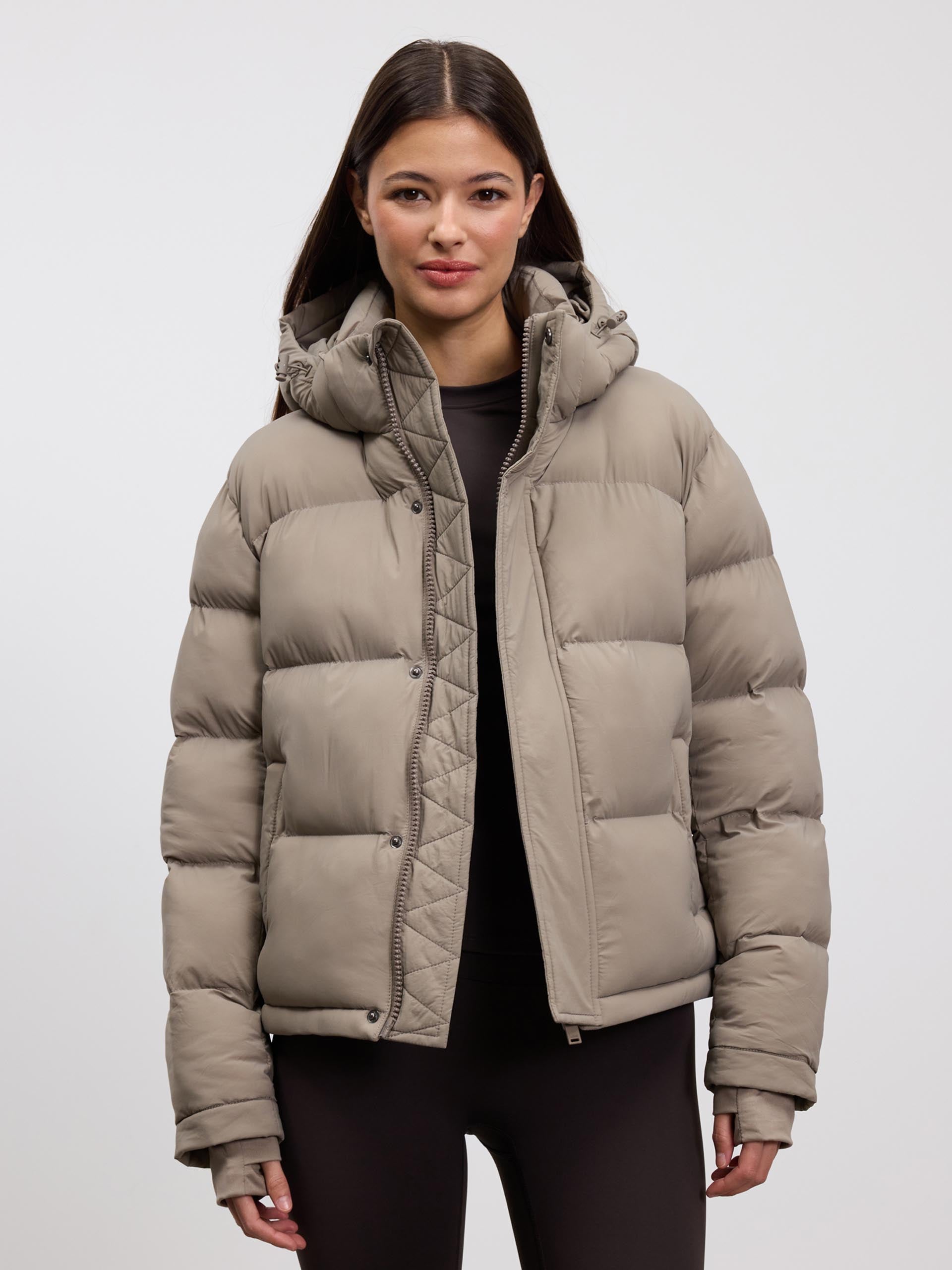 Womens Puffer Jacket in Stone