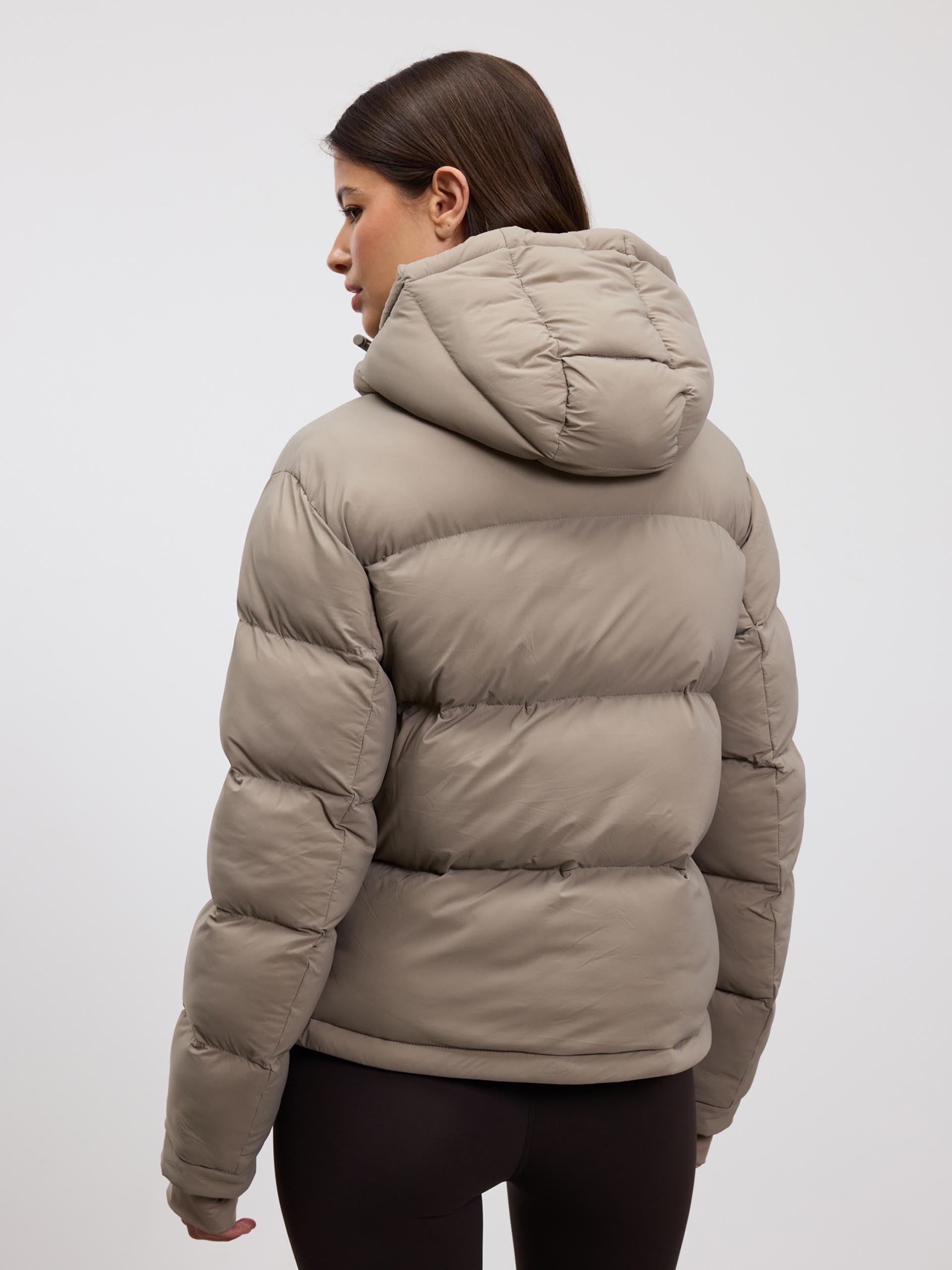 Womens Puffer Jacket in Stone