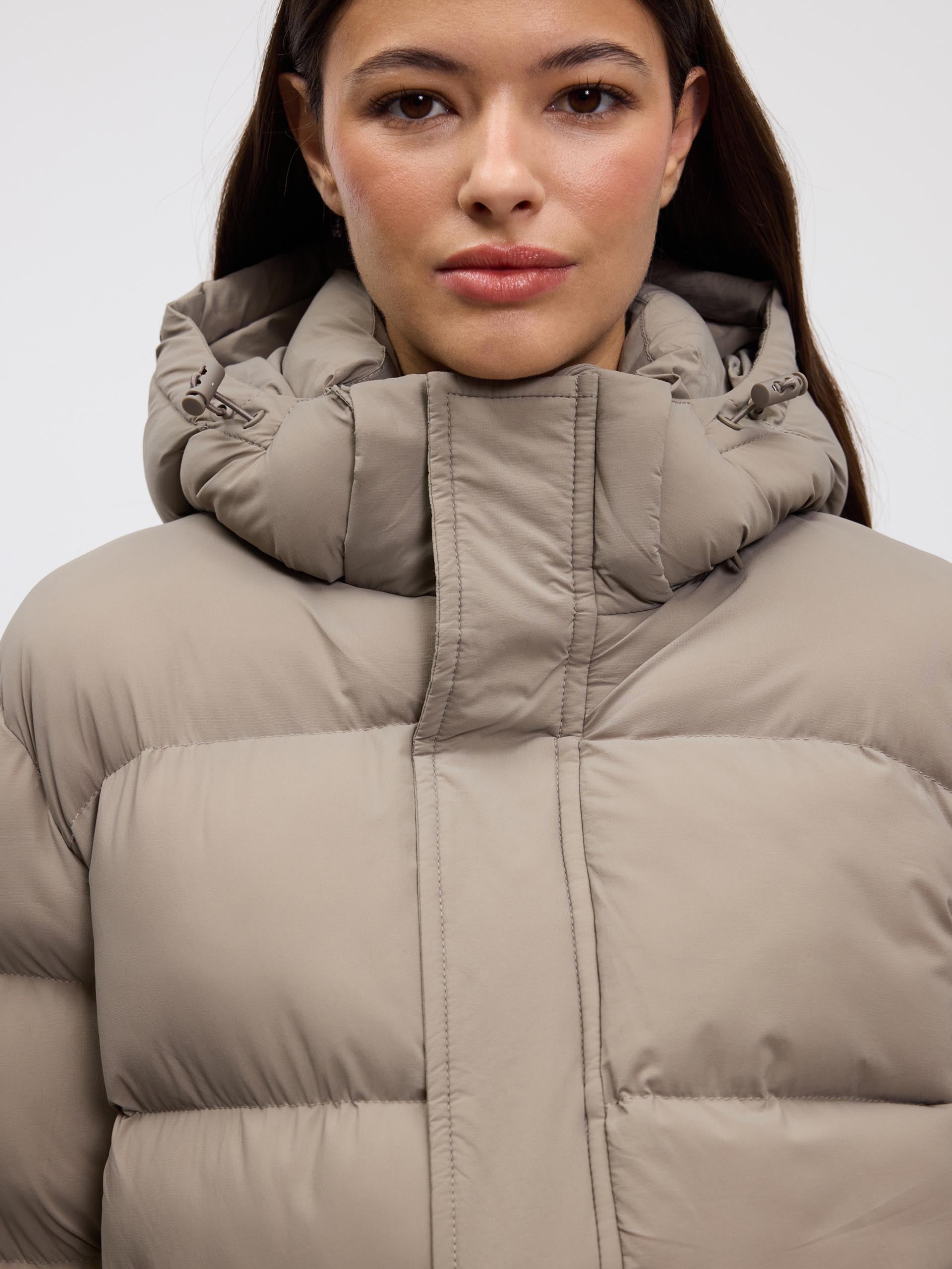 Womens Puffer Jacket in Stone