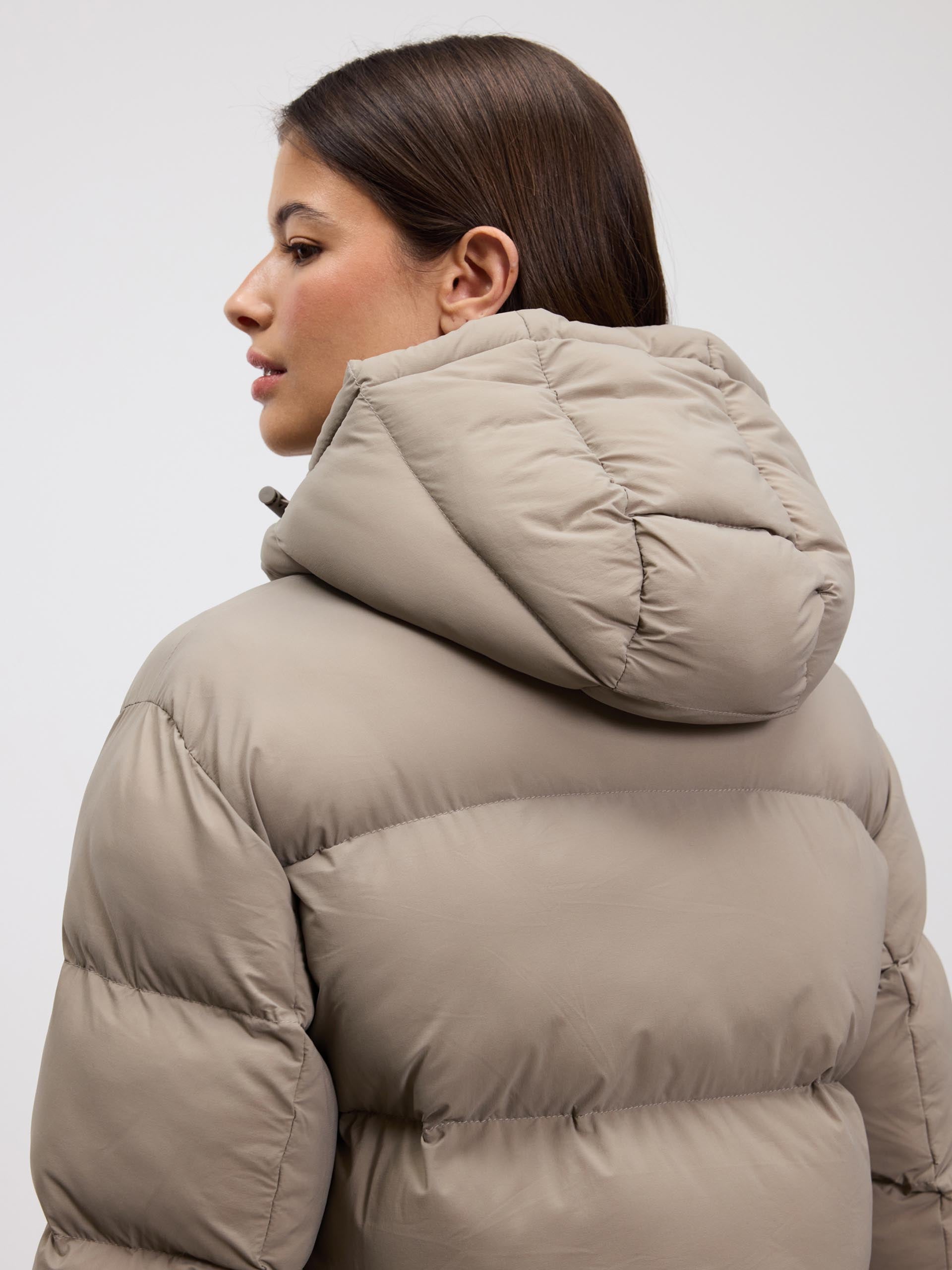 Womens Puffer Jacket in Stone
