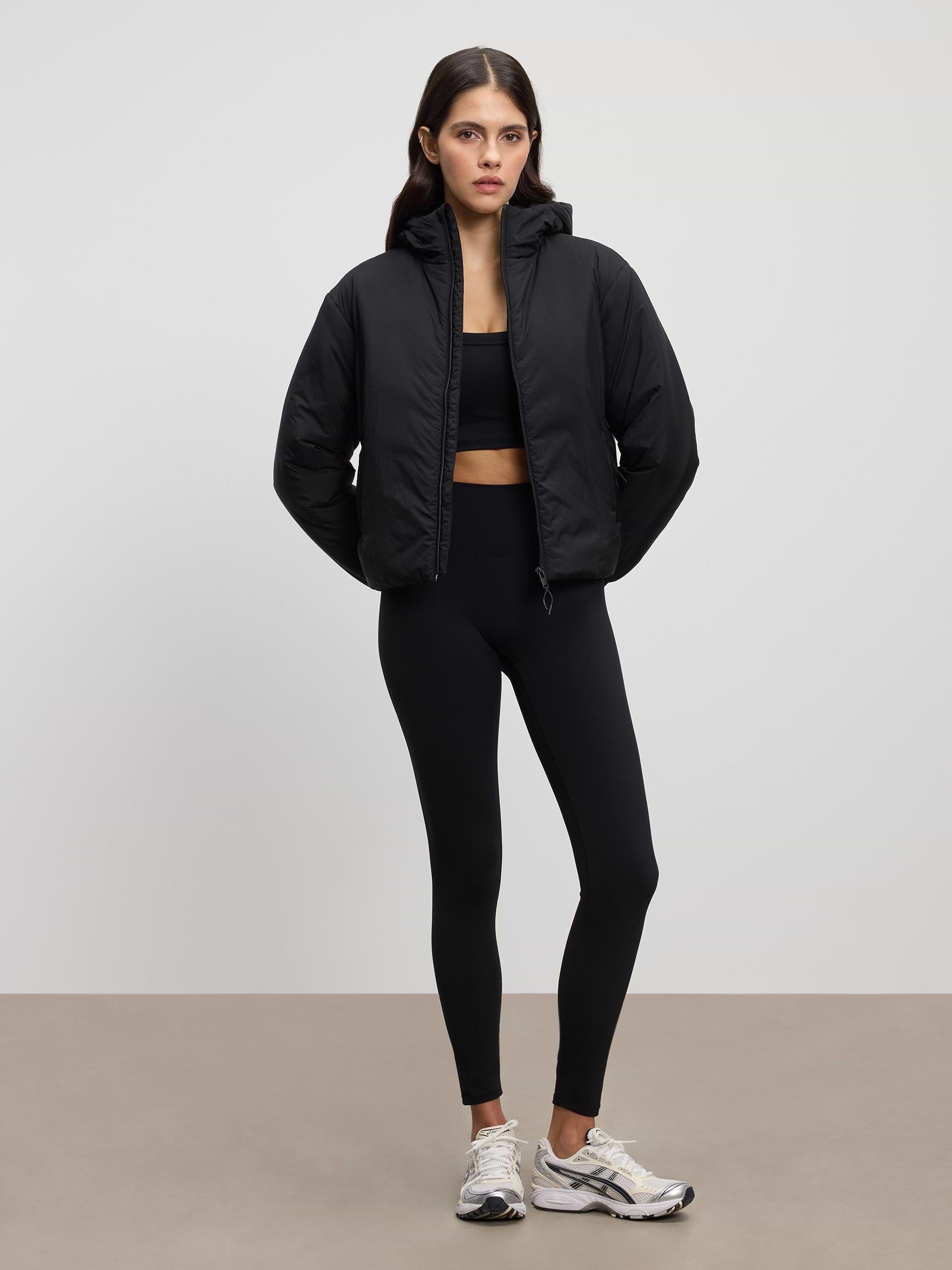 Womens Puffer Windbreaker in Black