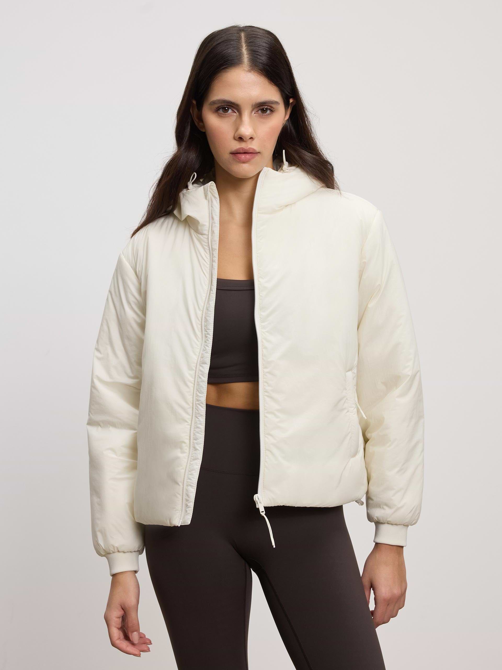 Womens Puffer Windbreaker in Ecru