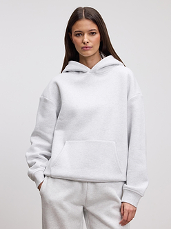 Womens Relaxed Hoodie in Marl Grey