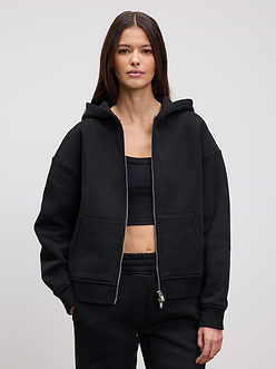 Womens Relaxed Zip Hoodie in Black