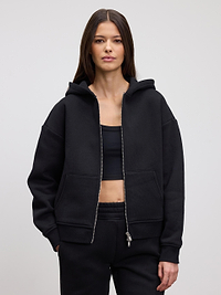Womens Relaxed Zip Hoodie in Black