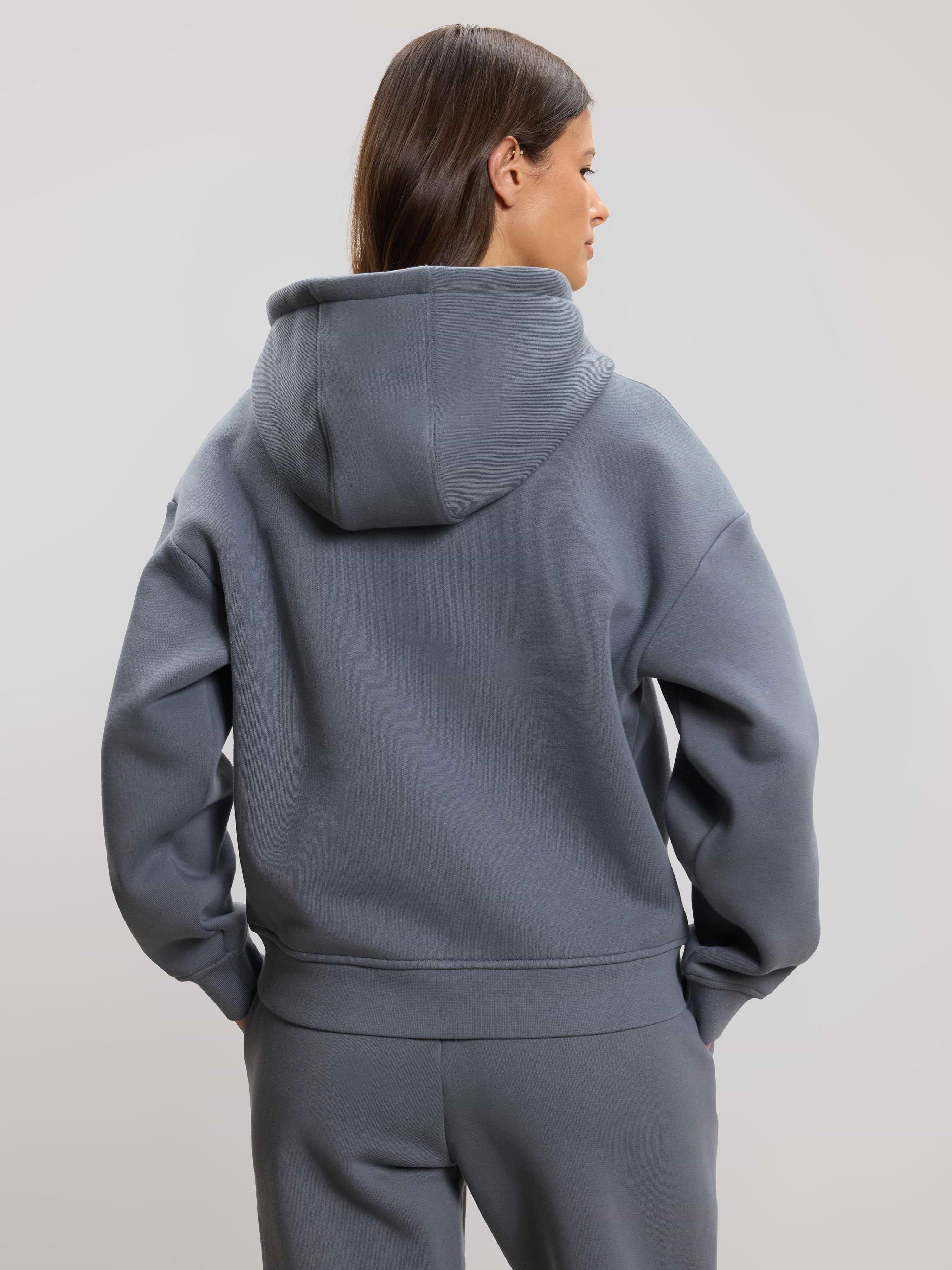 Womens Relaxed Zip Hoodie in Dove Blue