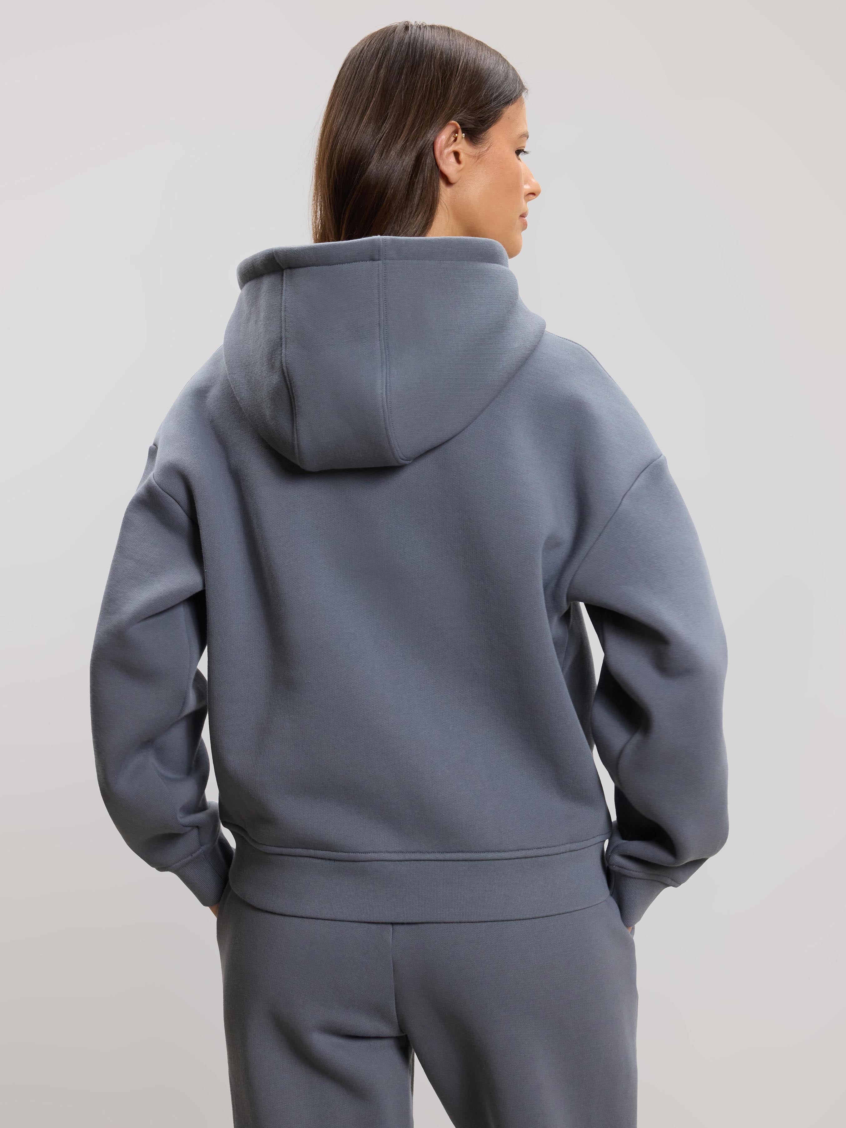 Womens Relaxed Zip Hoodie in Dove Blue