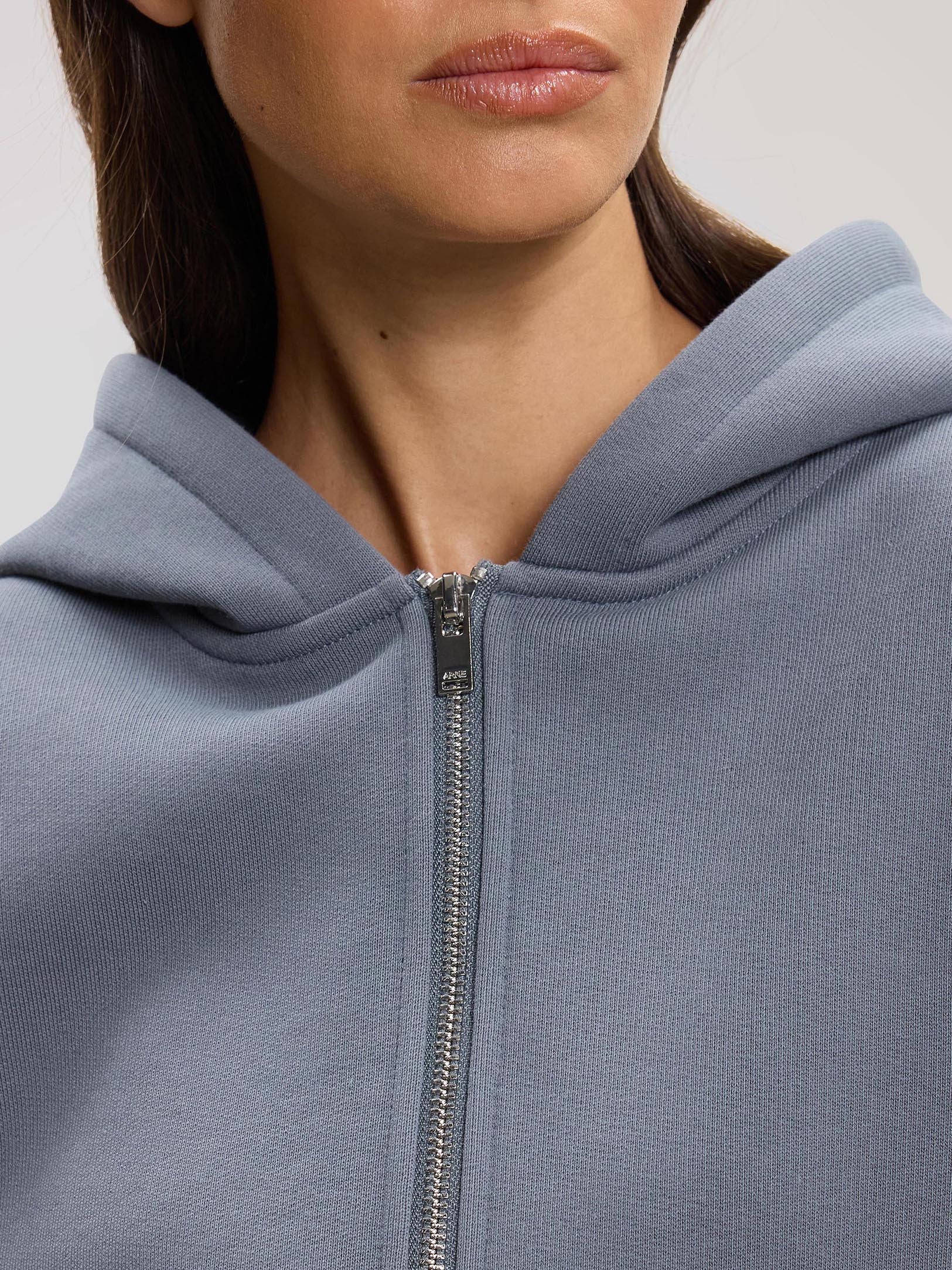 Womens Relaxed Zip Hoodie in Dove Blue