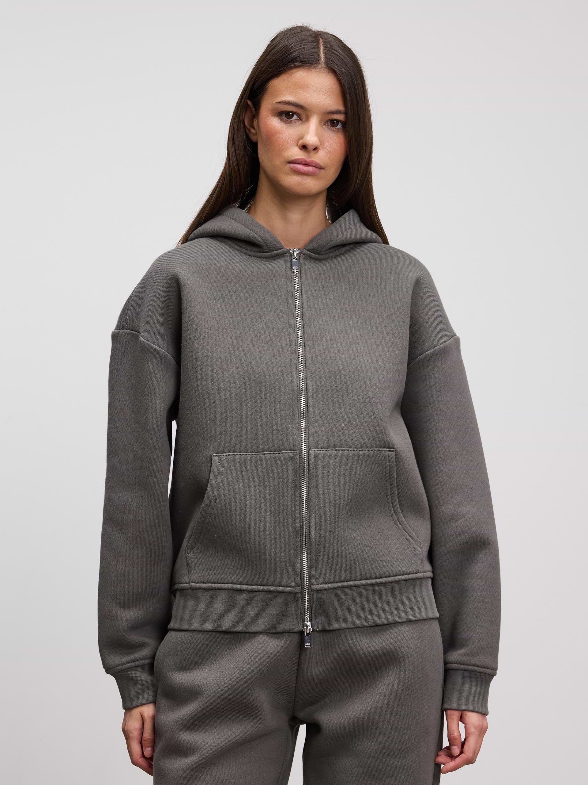 Womens Relaxed Zip Hoodie in Grey