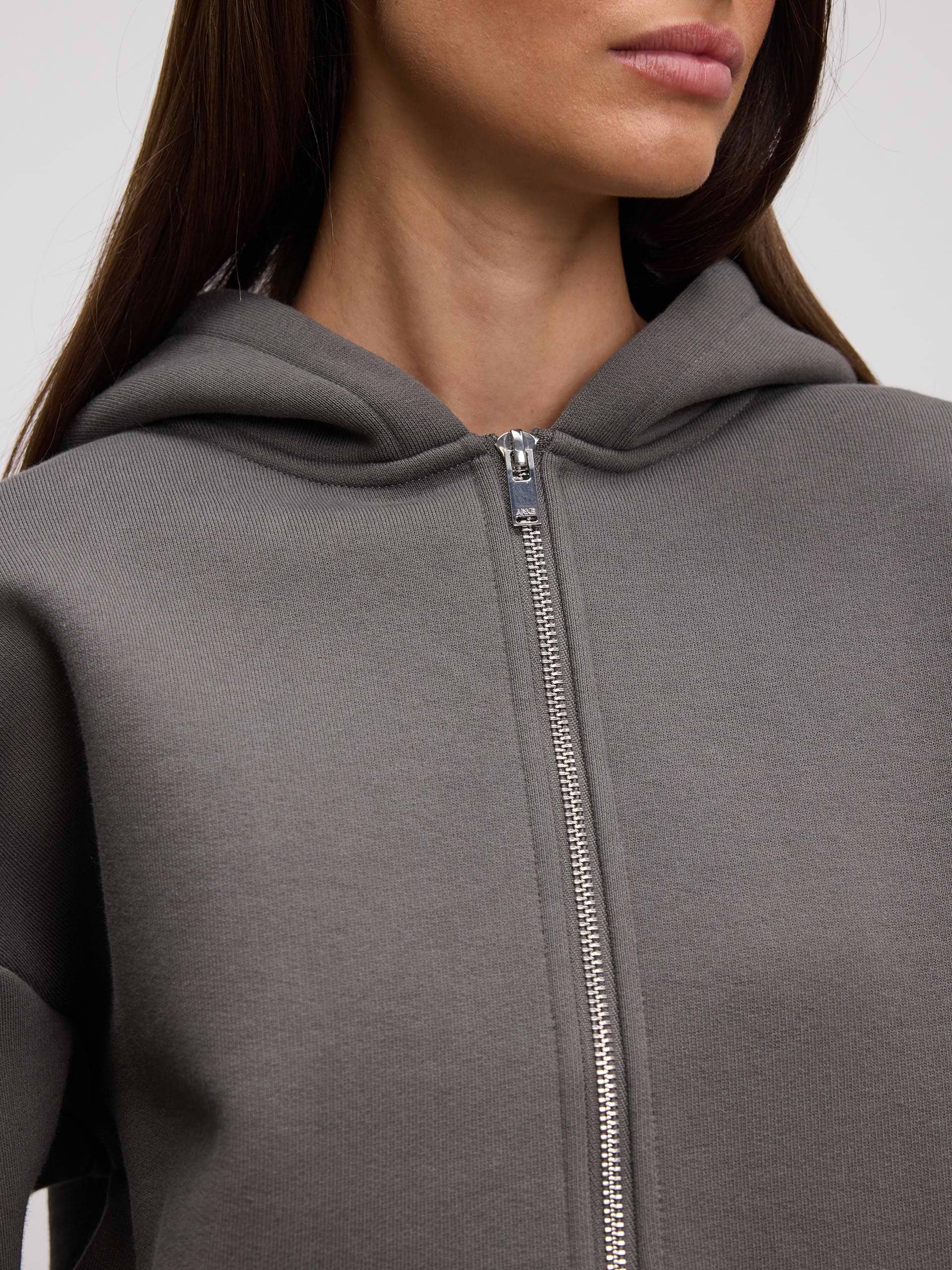 Womens Relaxed Zip Hoodie in Grey