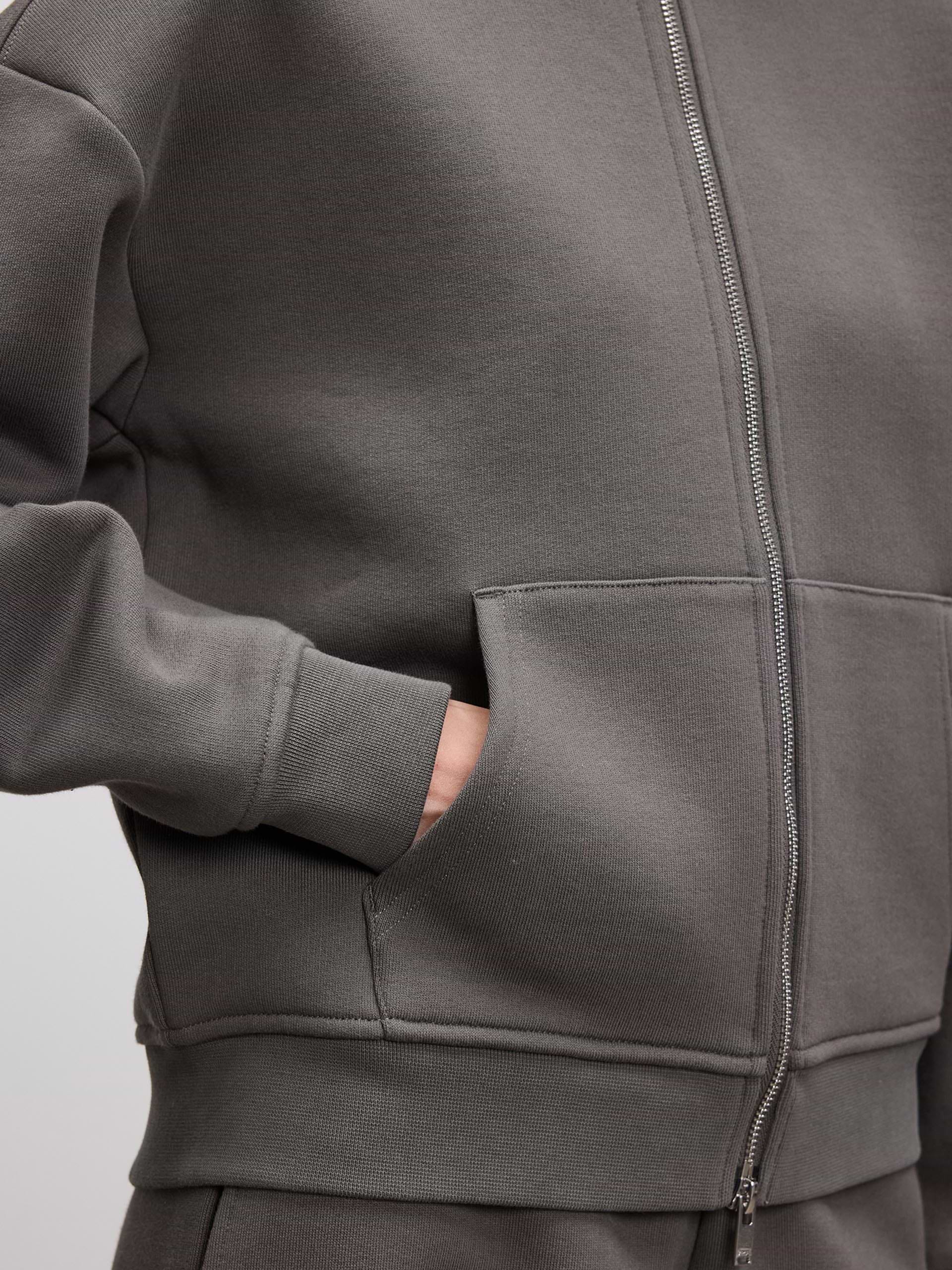 Womens Relaxed Zip Hoodie in Grey