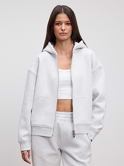Womens Relaxed Zip Hoodie in Marl Grey