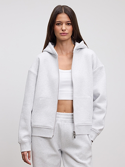 Womens Relaxed Zip Hoodie in Marl Grey
