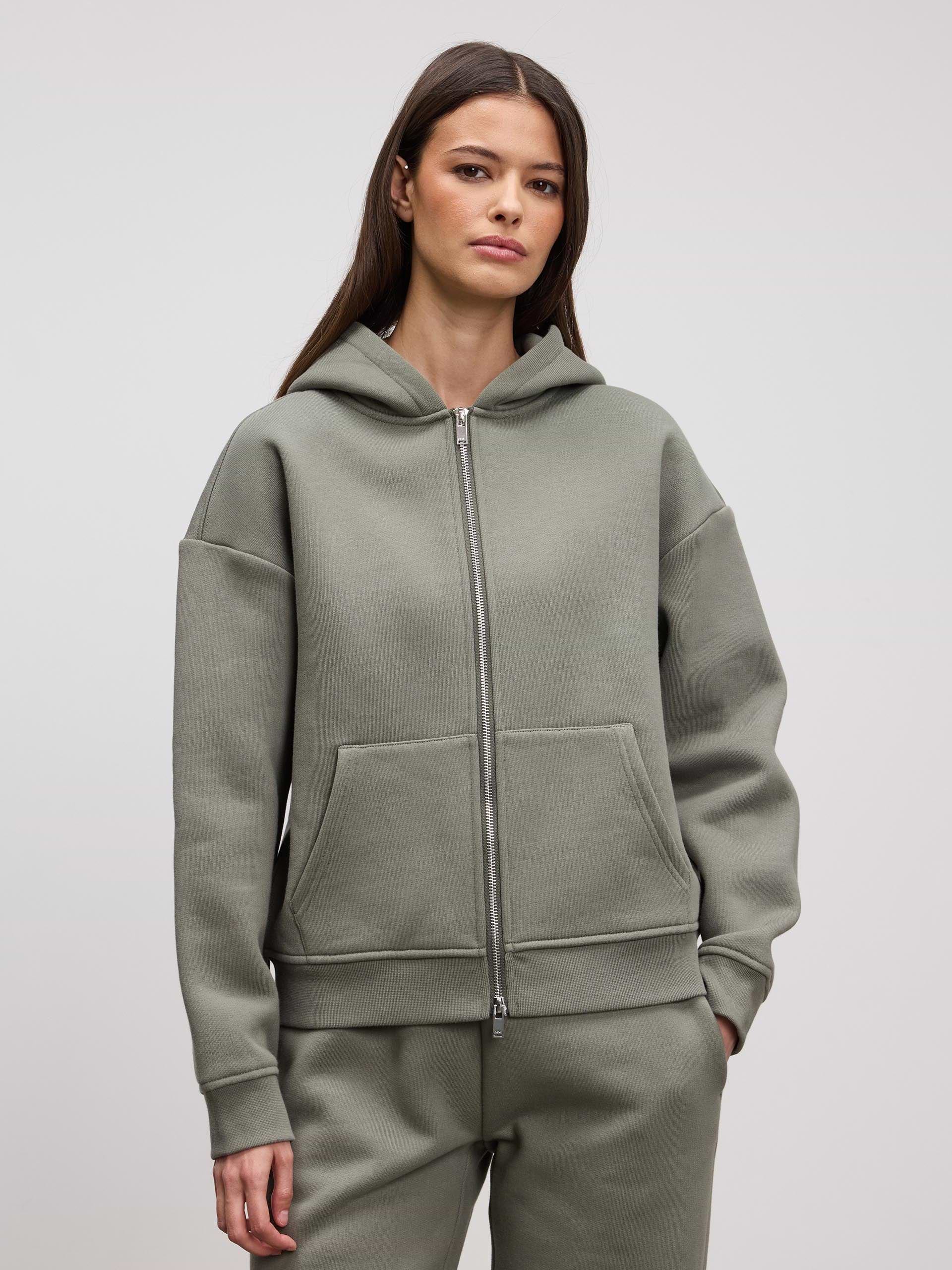 Womens Relaxed Zip Hoodie in Sage